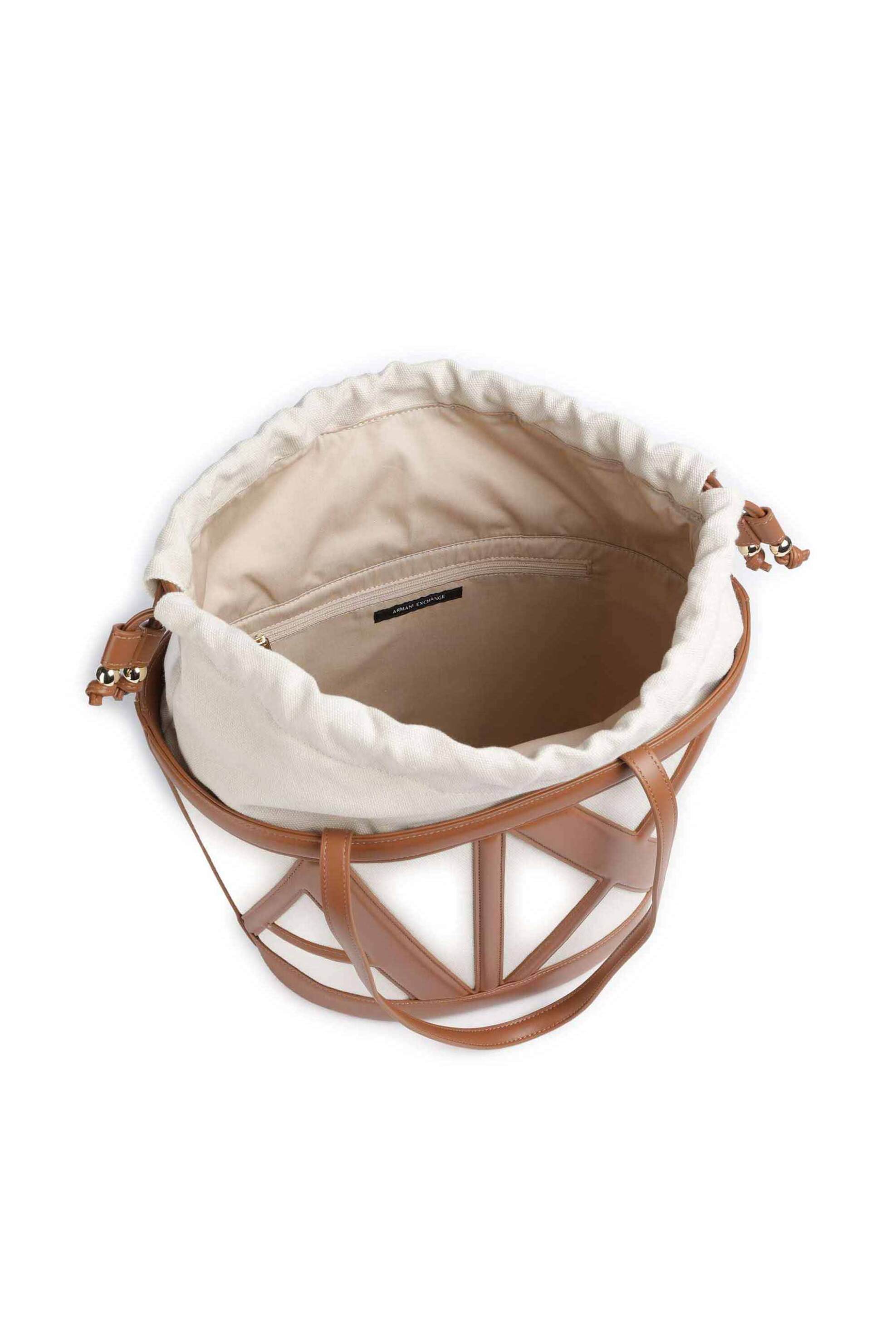 Armani Exchange γυναικεία τσάντα bucket με monogram - XW002607AF22635 Καφέ φωτογραφία