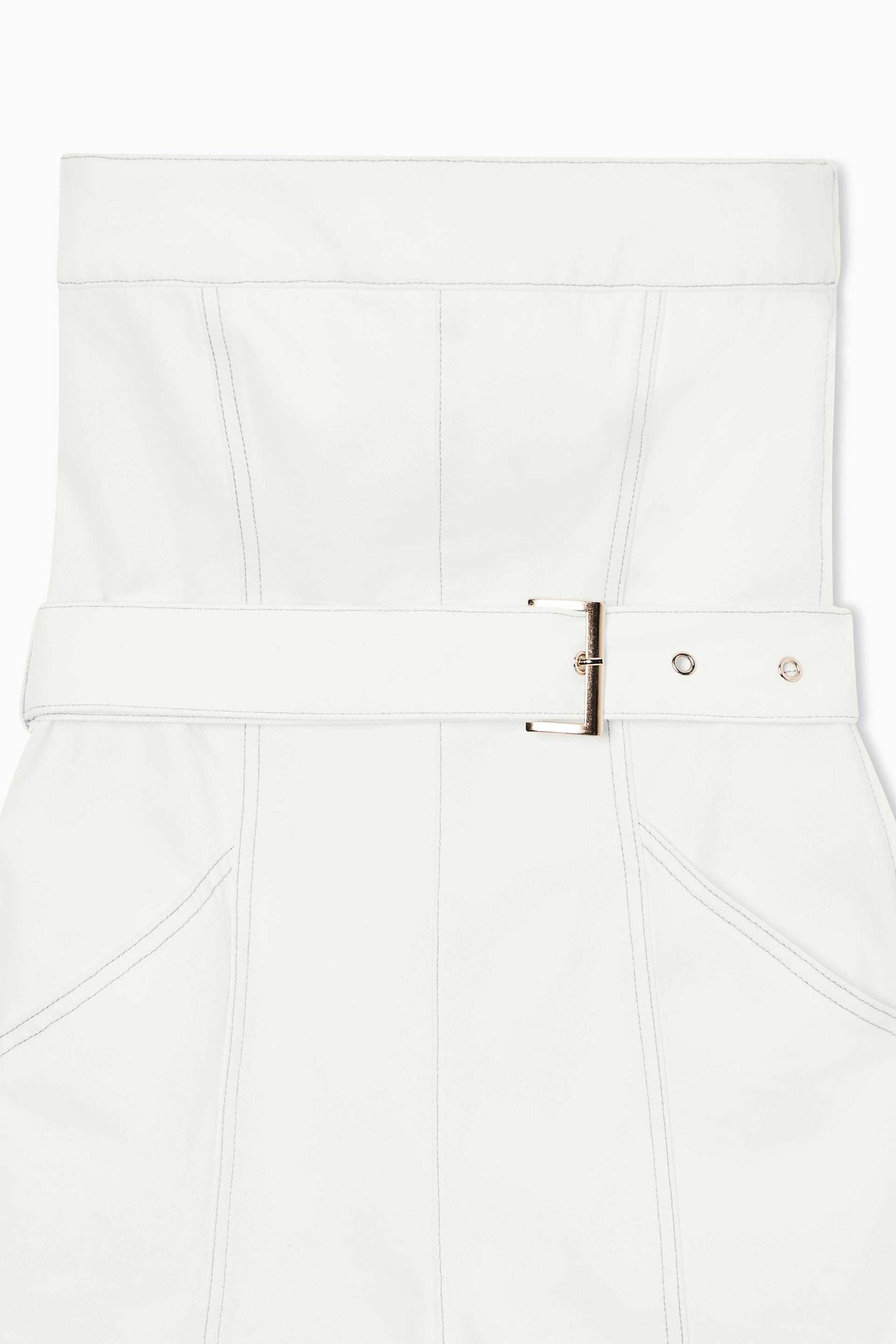 Armani Exchange Γυναικεία Denim Strapless Ολόσωμη Φόρμα με Ζώνη - Xw002255Af21335 Λευκό