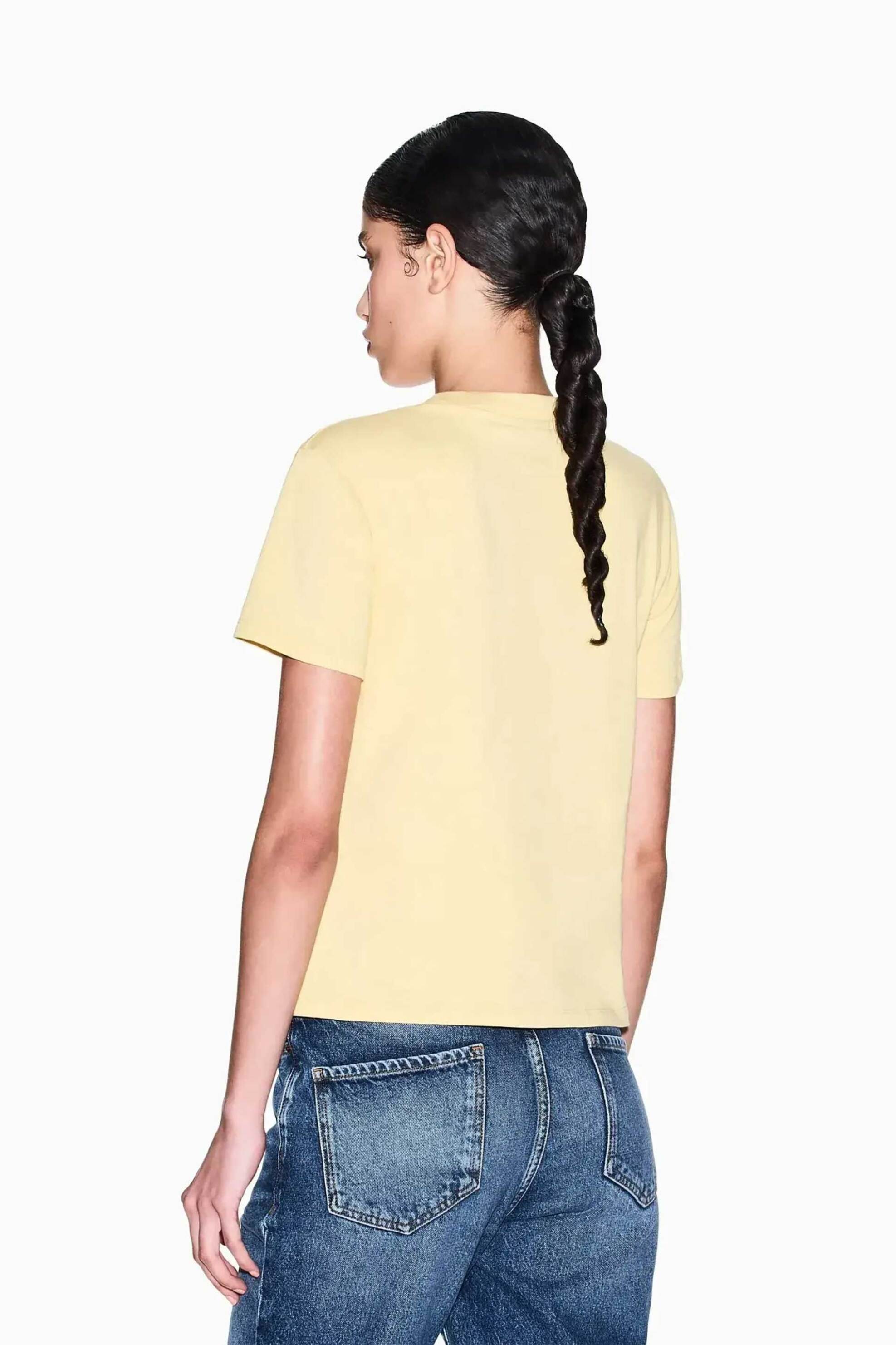 Armani Exchange Γυναικείο T-Shirt με Λογότυπο Regular Fit - Xw002324Af10356 Κίτρινο Ανοιχτό