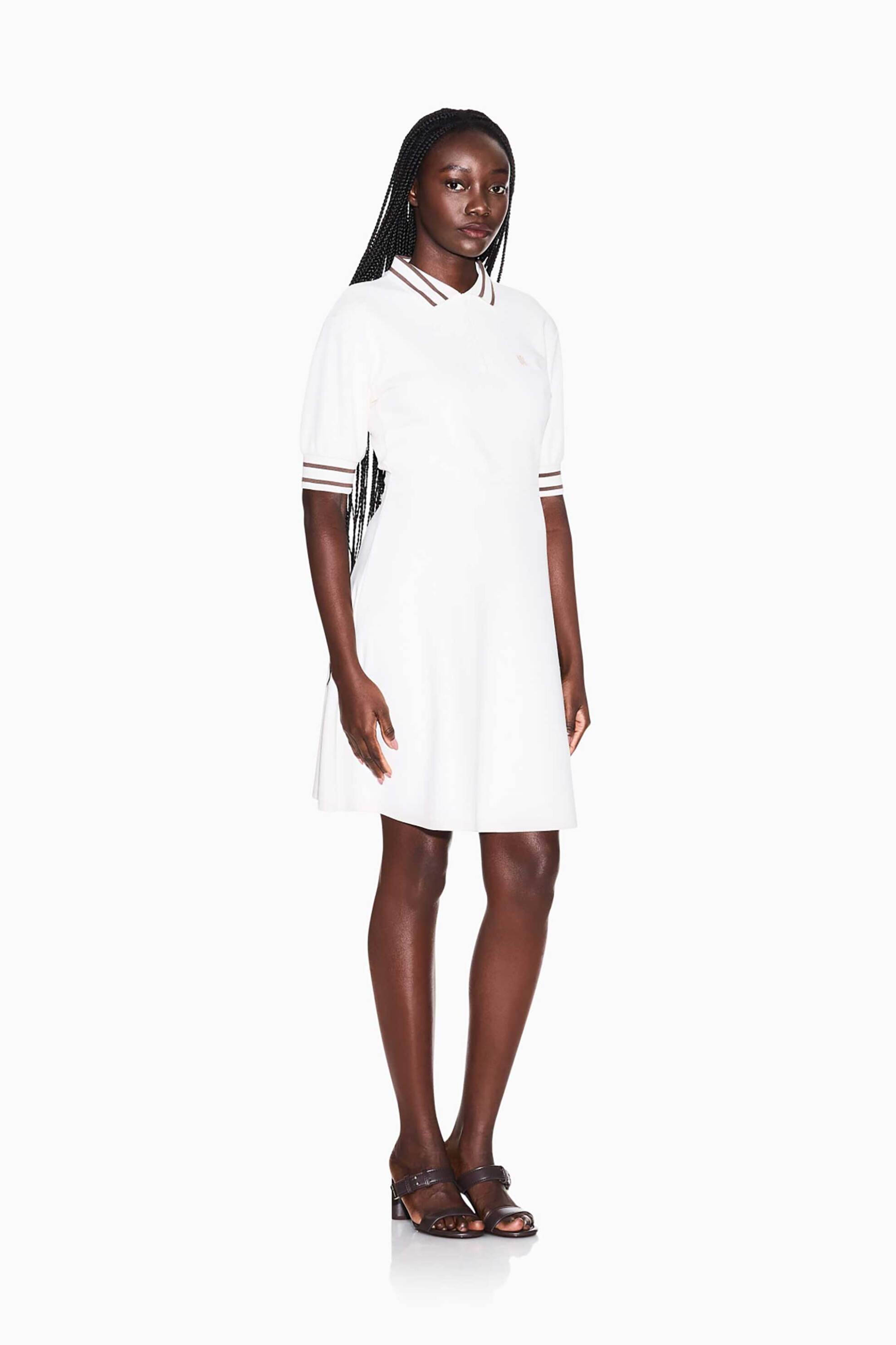 Armani Exchange γυναικείο mini φόρεμα πόλο ribbed με λογότυπο Flared Fit - XW001739AF13401 Λευκό