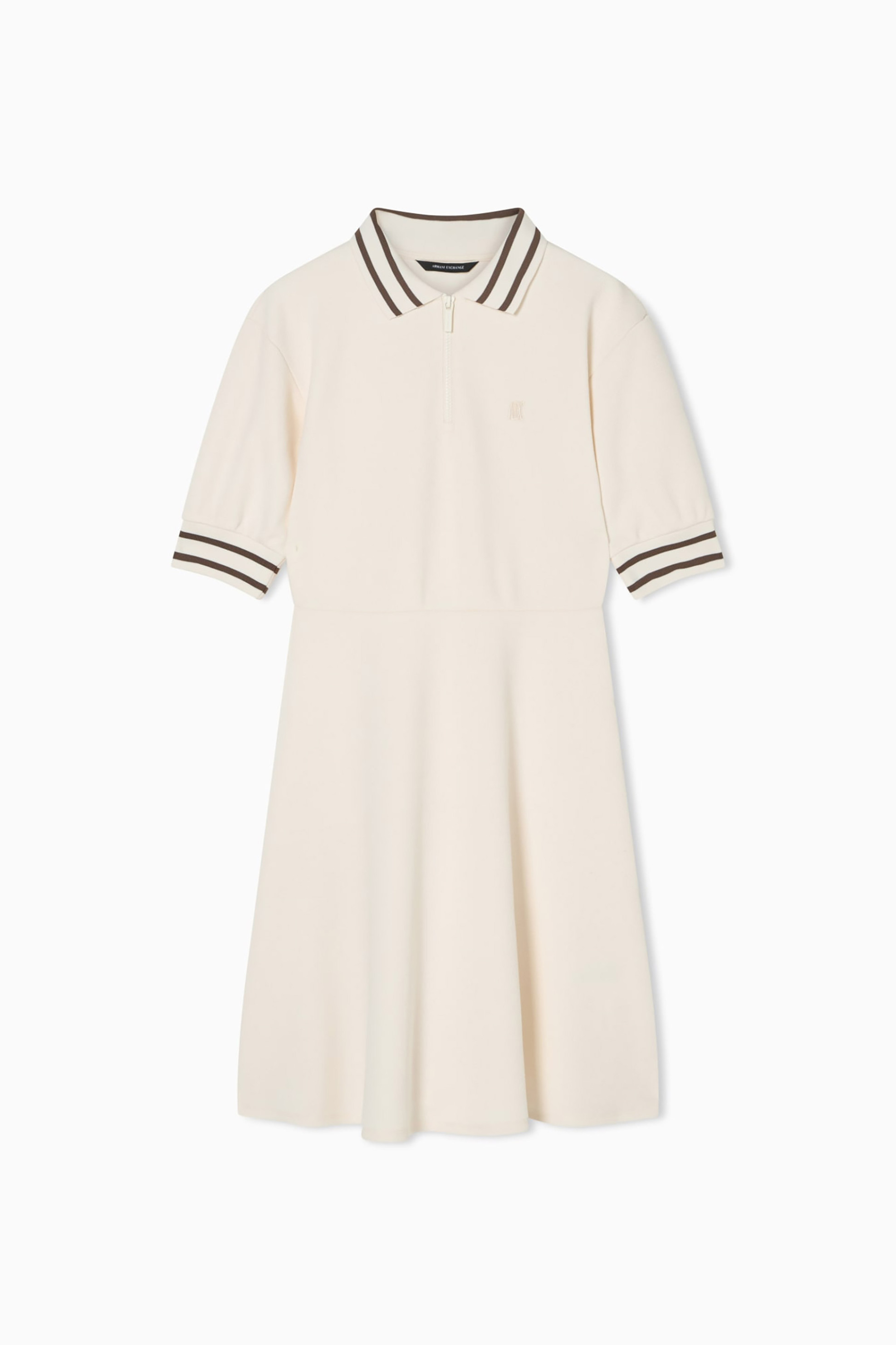 Armani Exchange Γυναικείο Mini Φόρεμα Πόλο Ribbed με Λογότυπο Flared Fit - Xw001739Af13401 Λευκό