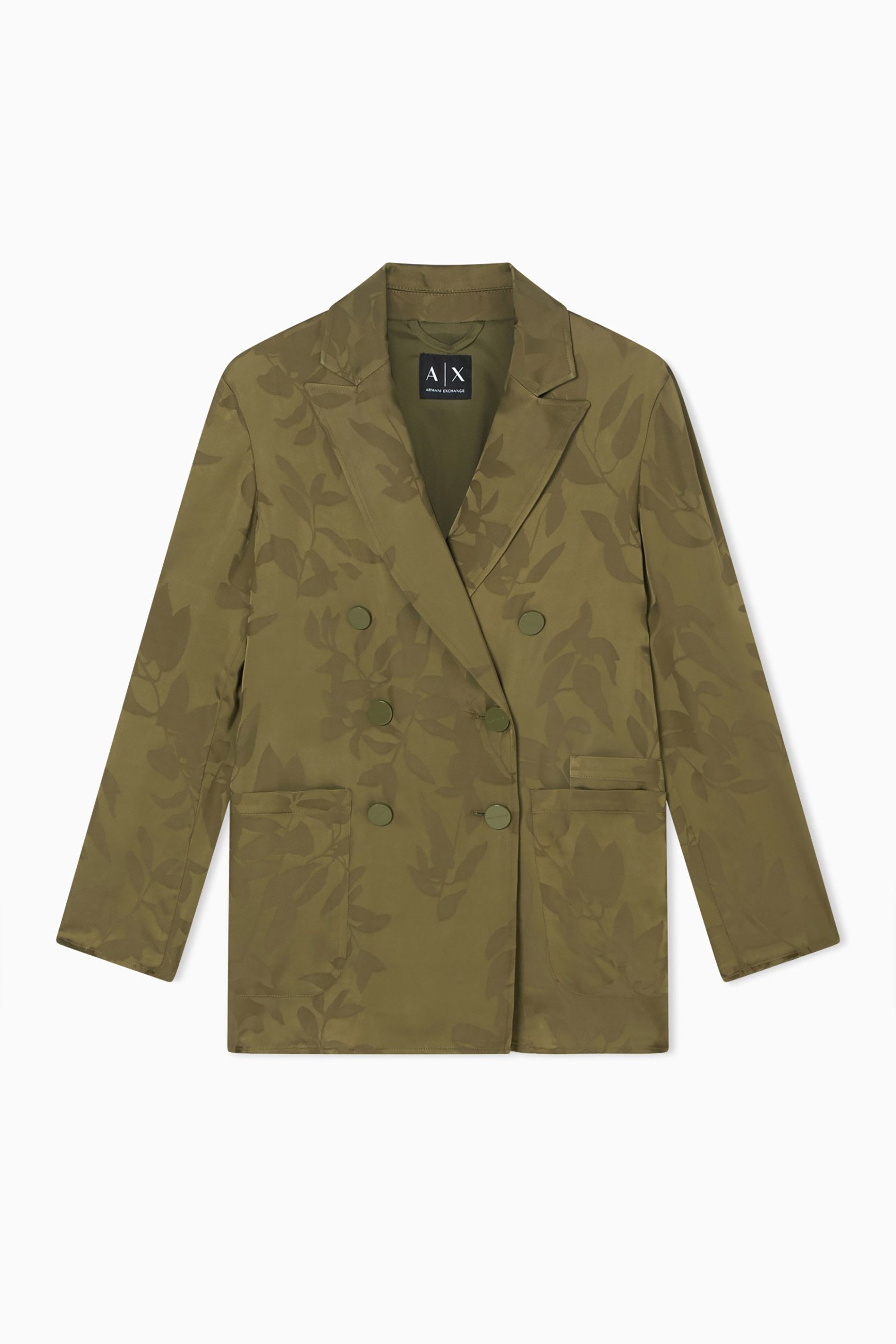 Armani Exchange γυναικείο σακάκι με all-over print και σταυρωτό κλείσιμο Slim Fit - XW002010AF21551 Λαδί
