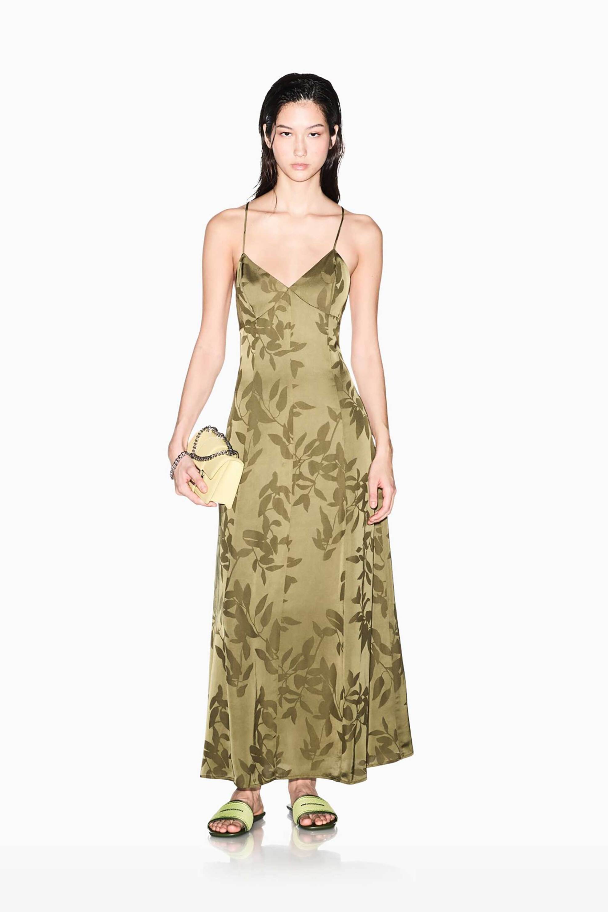 Armani Exchange γυναικείο midi αμάνικο φόρεμα με all-over print - XW002012AF21551 Λαδί
