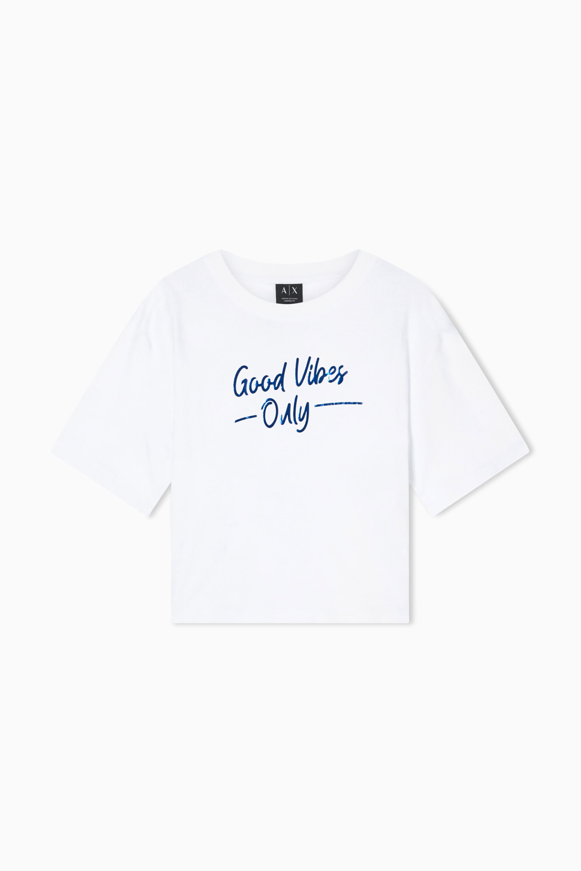 Armani Exchange Γυναικείο Cropped T-Shirt με Μεταλλιζέ Lettering - Xw002117Af10356 Λευκό
