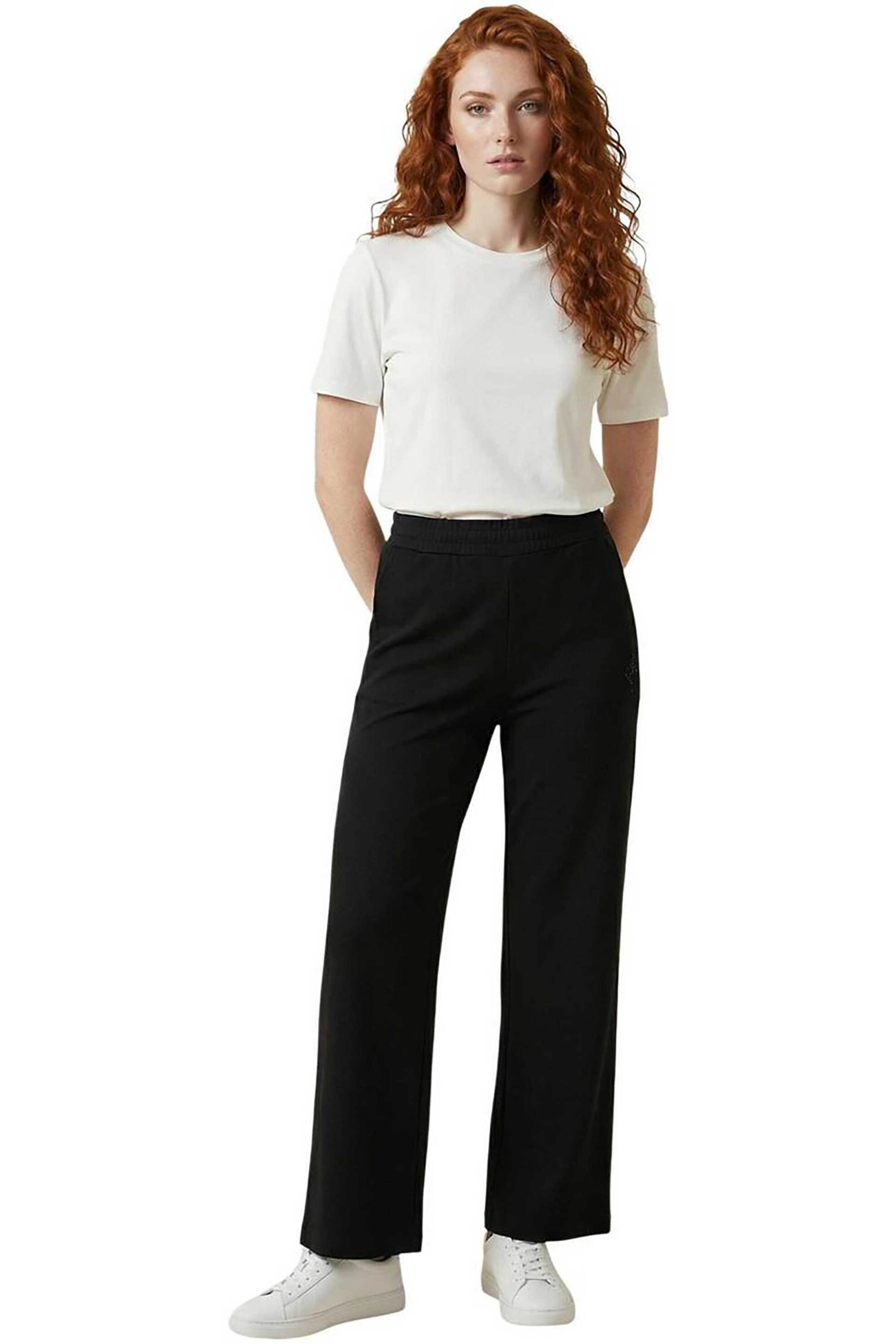 Armani Exchange γυναικείο παντελόνι φόρμας με monogram Regular Fit - XW002840AF21298 Μαύρο