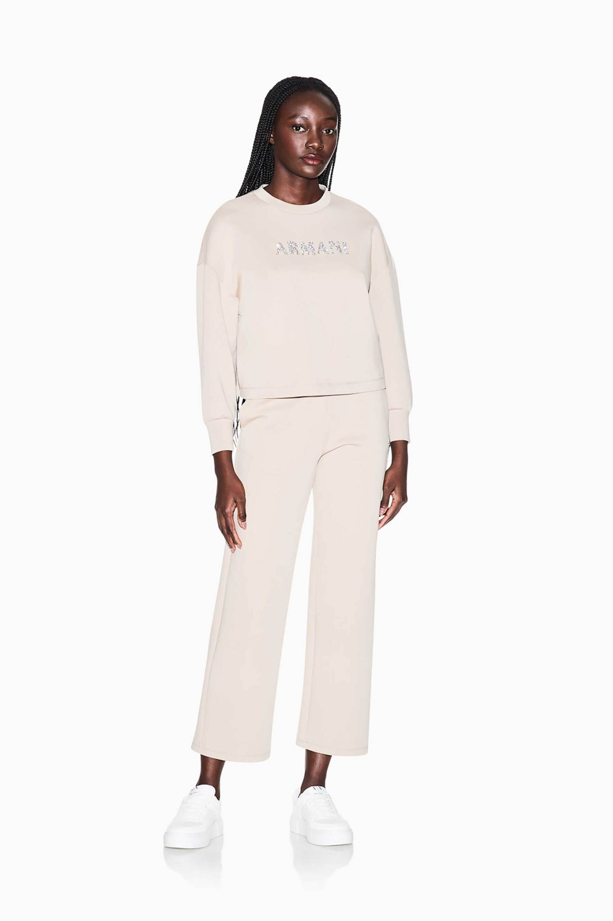 Armani Exchange γυναικείο παντελόνι φόρμας με monogram Regular Fit - XW002840AF21298 Μπεζ