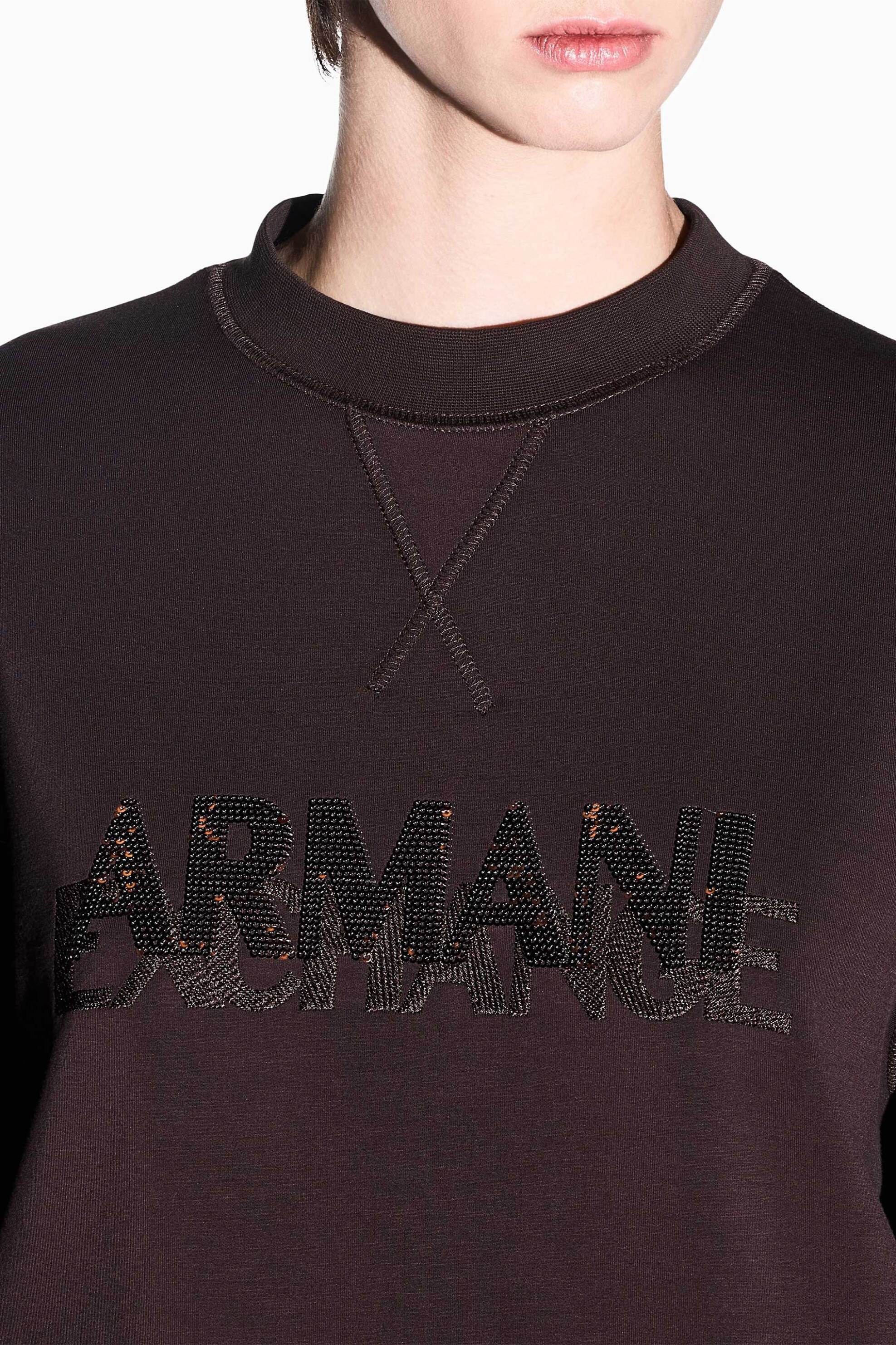 Armani Exchange γυναικεία μπλούζα φούτερ με λογότυπο Regular Fit - XW002397AF13397 Καφέ Σκούρο