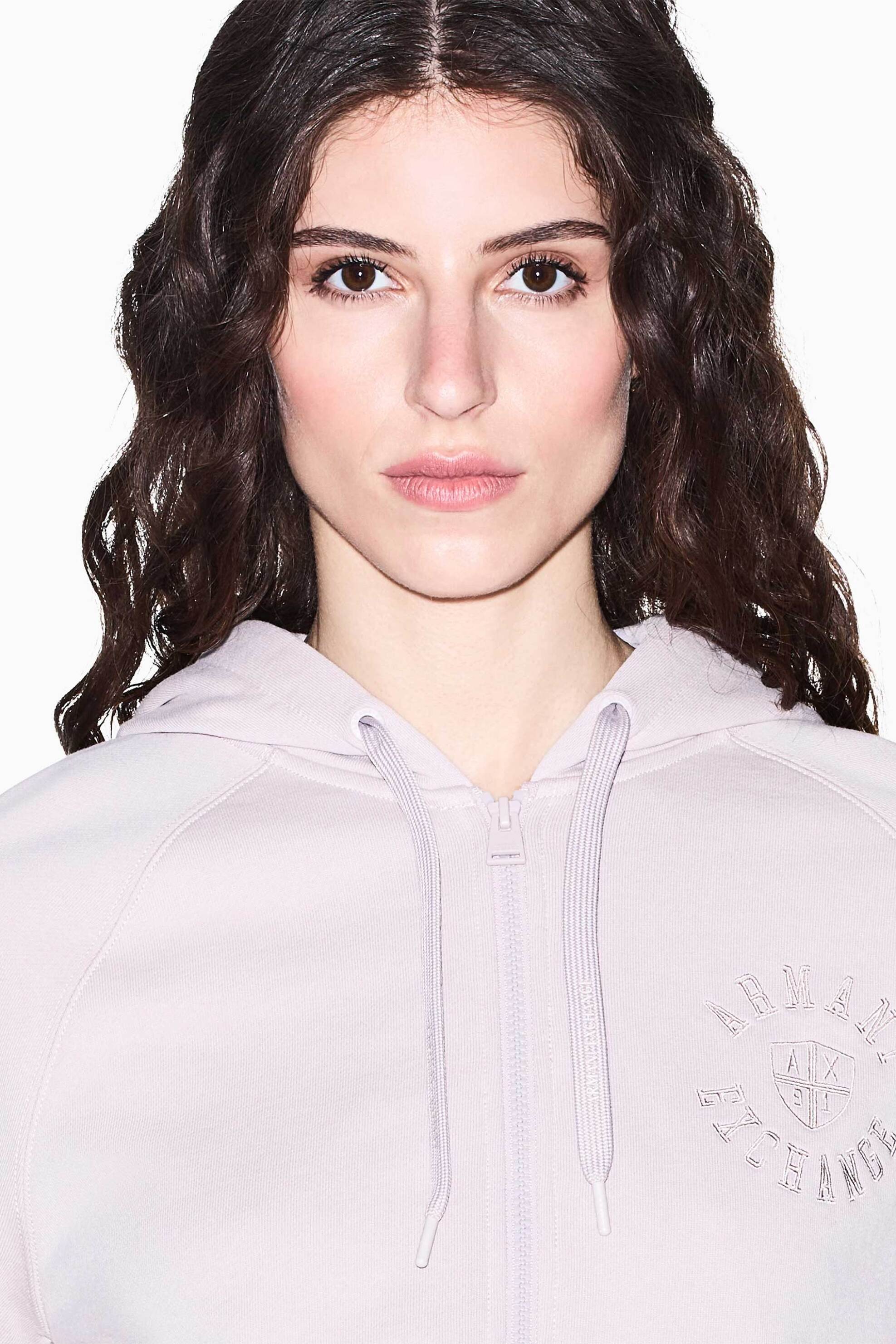 ARMANI EXCHANGE Armani Exchange γυναικεία ζακέτα φούτερ με κουκούλα και λογότυπο Regular Fit - XW002399AF25527 Ροζ - 2