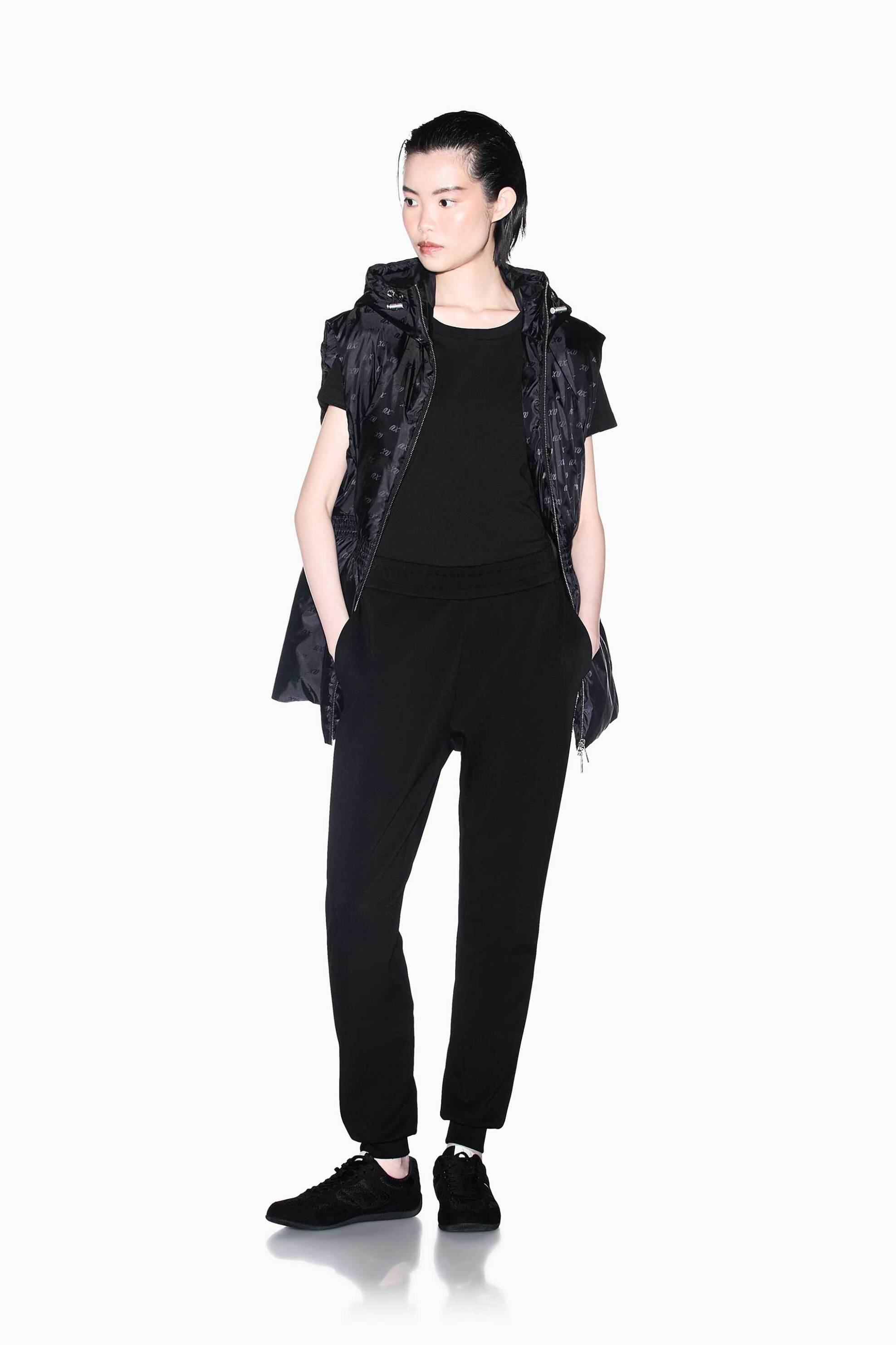 ARMANI EXCHANGE Armani Exchange γυναικείο αμάνικο μπουφάν με κουκούλα και all-over monogram Regular Fit - XW002432AF26068 Μαύρο - 3