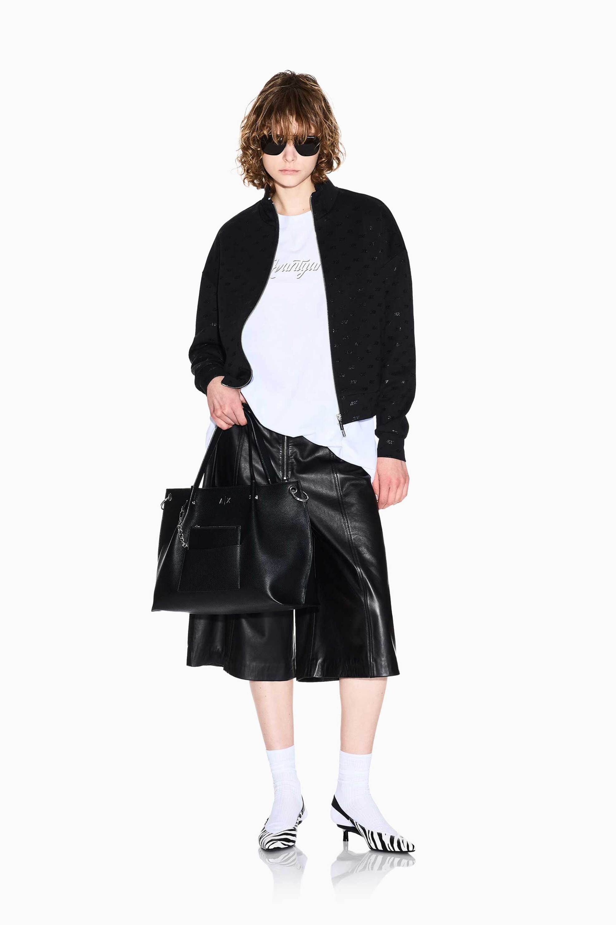 ARMANI EXCHANGE Armani Exchange γυναικεία δερμάτινη βερμούδα ψηλόμεση Regular Fit - XW002439AF25764 Μαύρο
