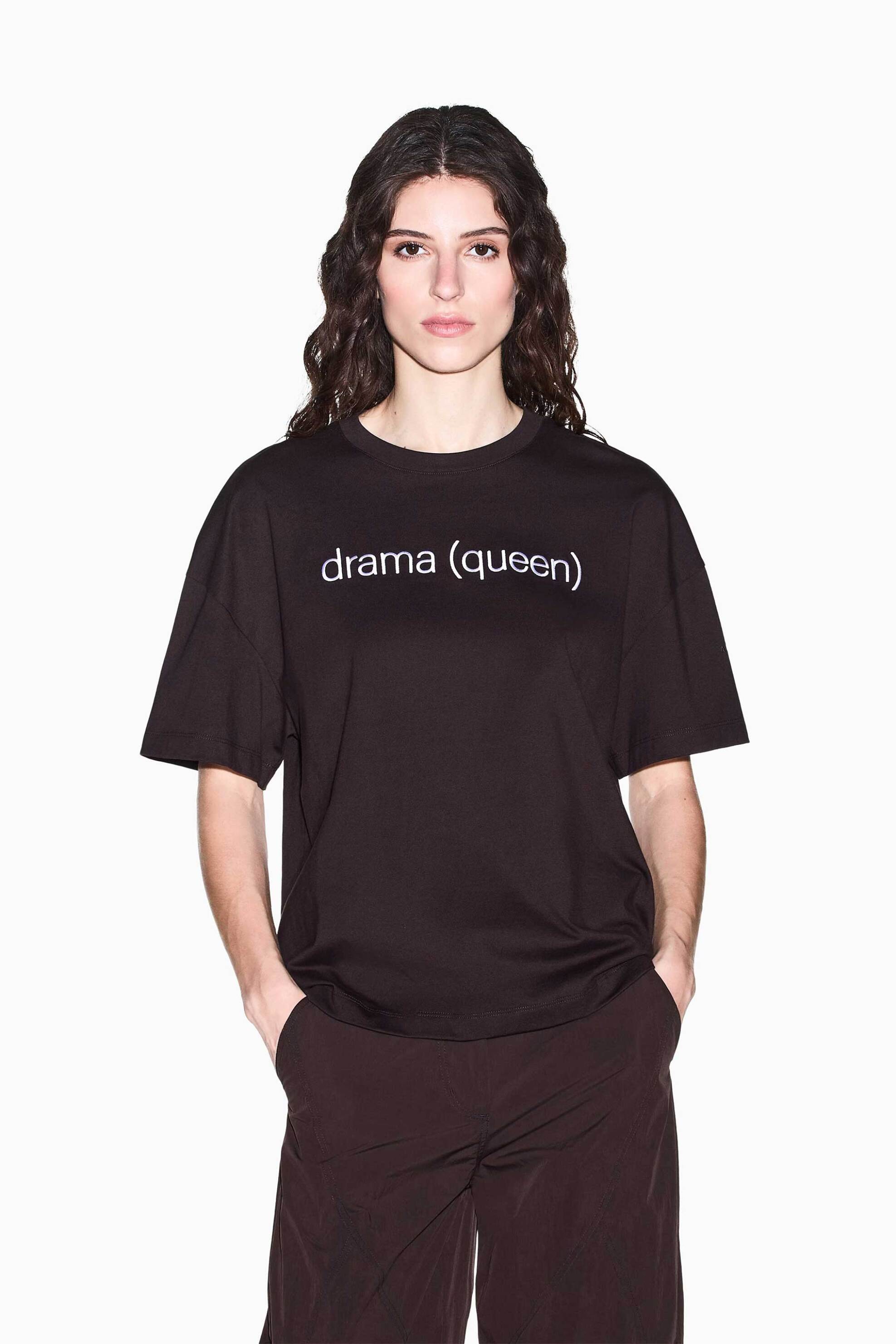 Armani Exchange γυναικείο T-shirt με print Oversized Fit - XW002543AF15085 Καφέ Σκούρο