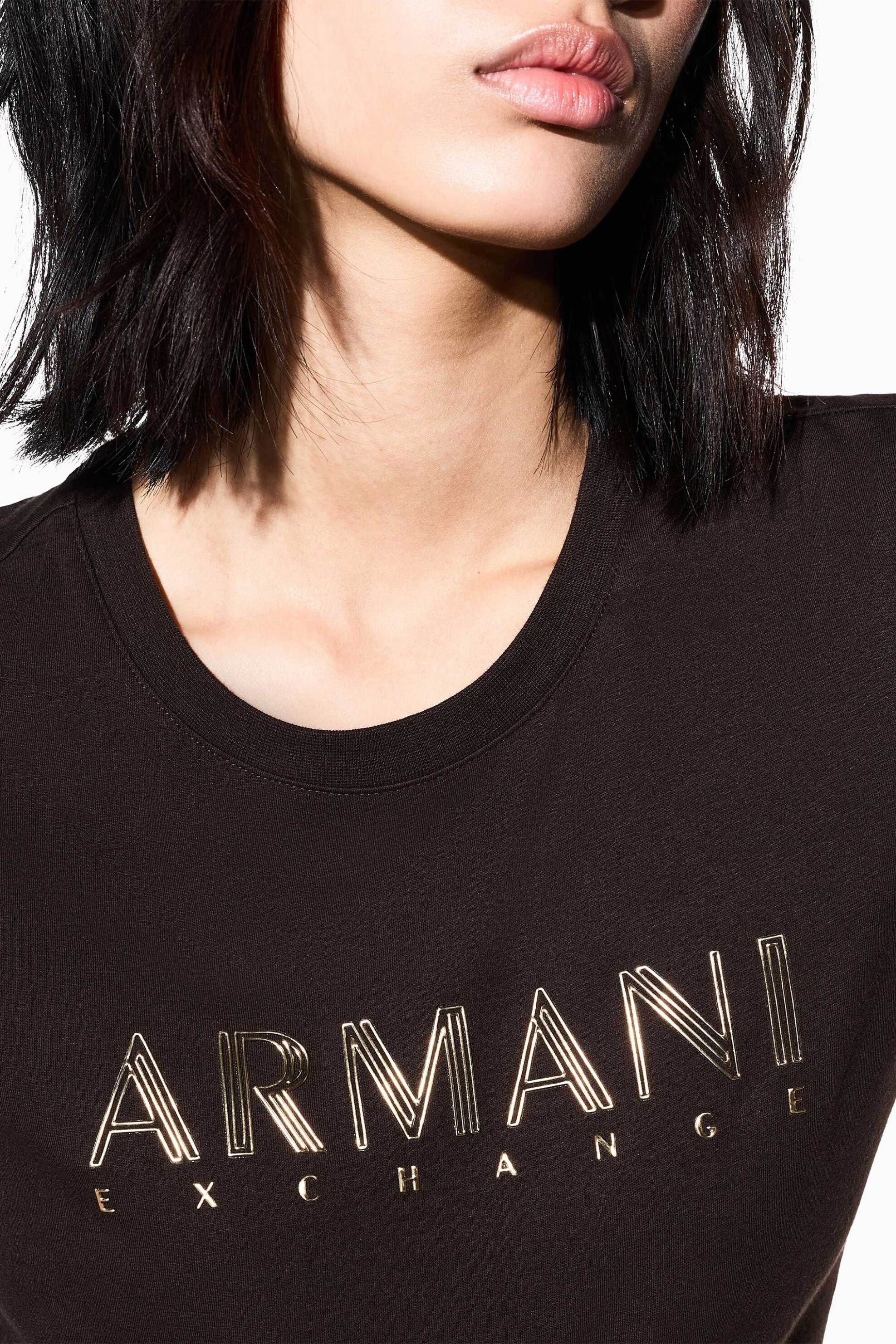 Armani Exchange γυναικείο T-shirt με λογότυπο Slim Fit - XW002547AF23955 Καφέ Σκούρο