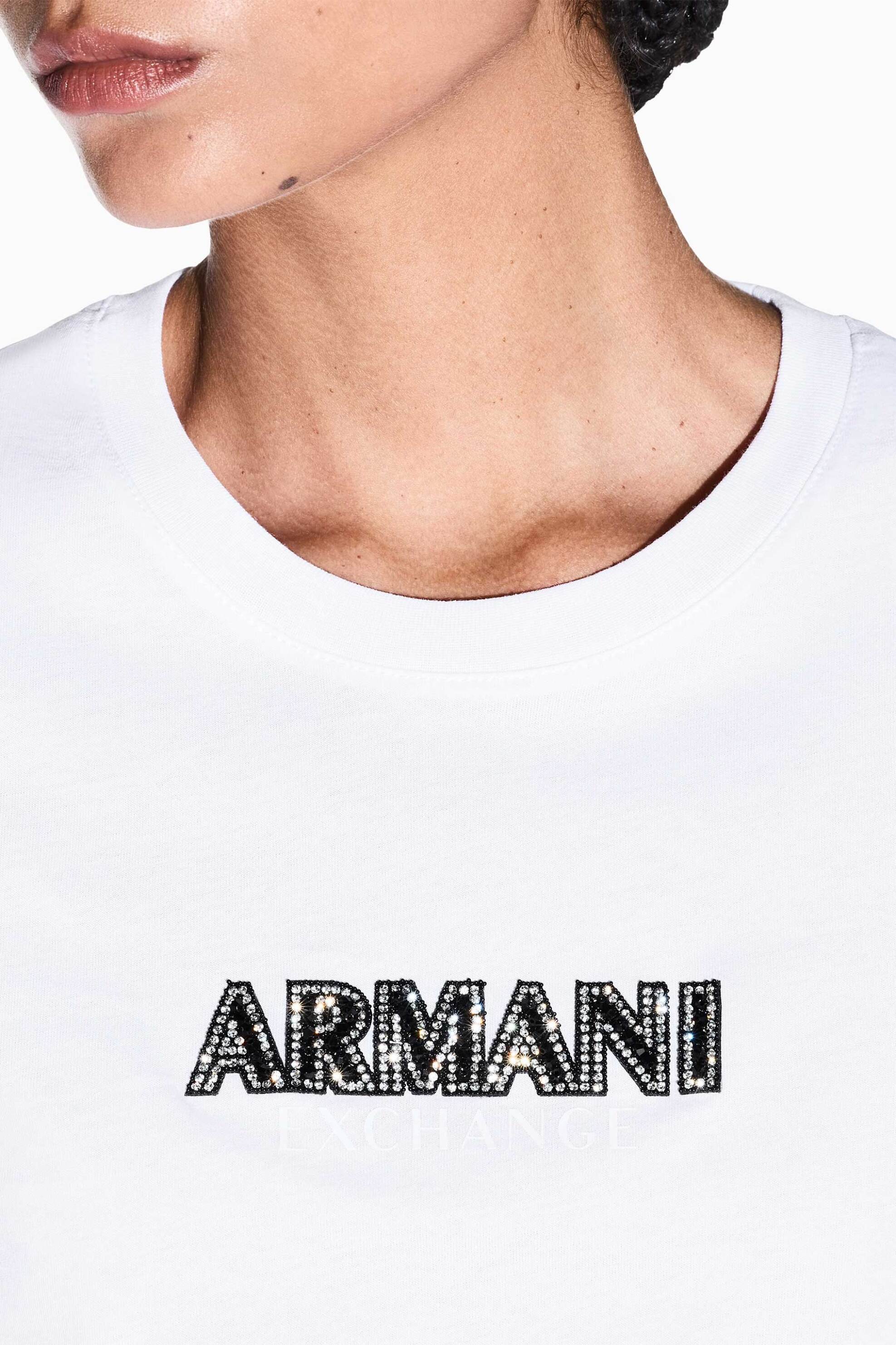 Armani Exchange γυναικείο T-shirt με λογότυπο Slim Fit - XW002550AF10356 Λευκό