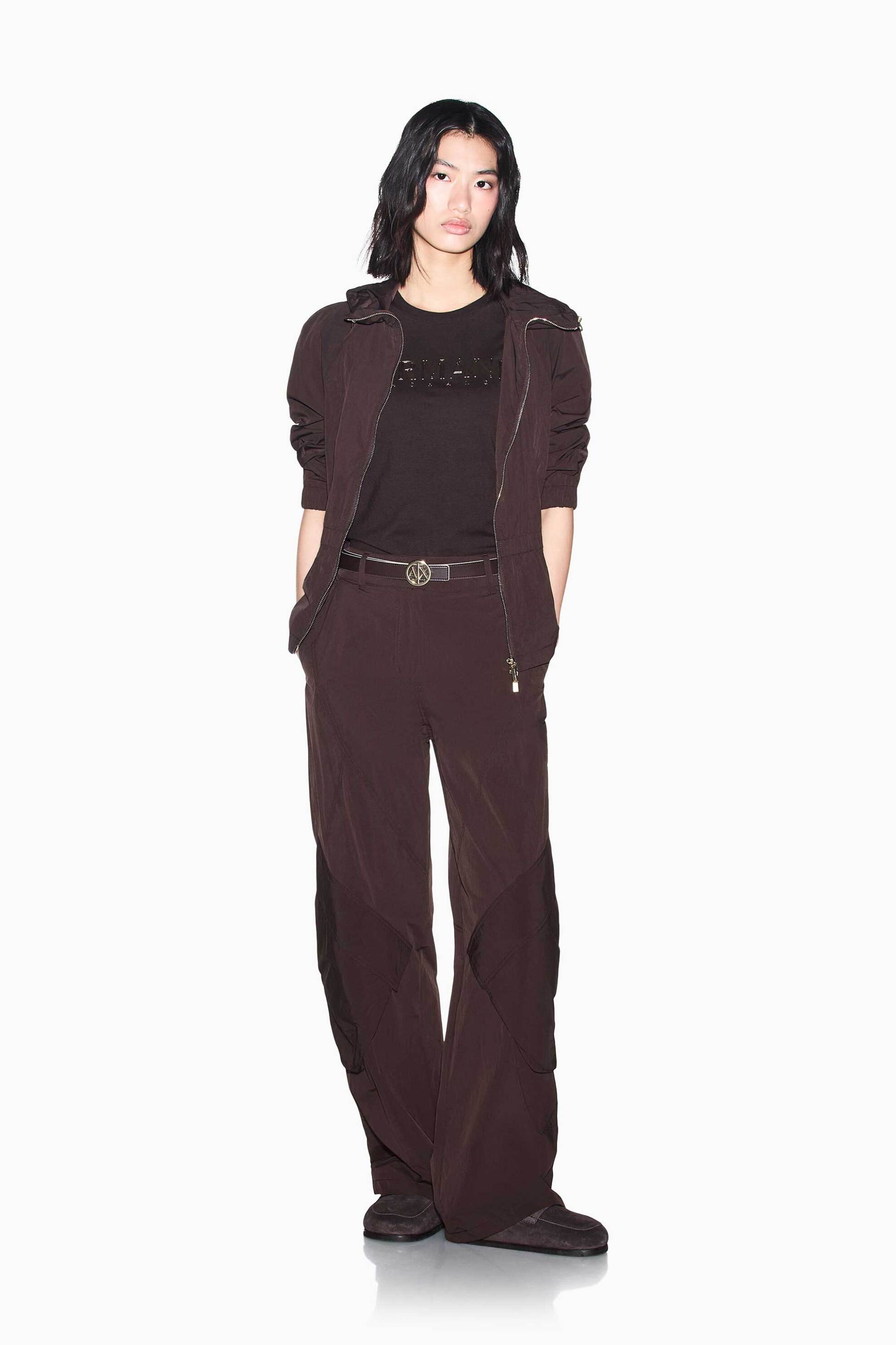 ARMANI EXCHANGE Armani Exchange γυναικείο παντελόνι cargo Oversized Fit - XW002687AF26073 Καφέ Σκούρο