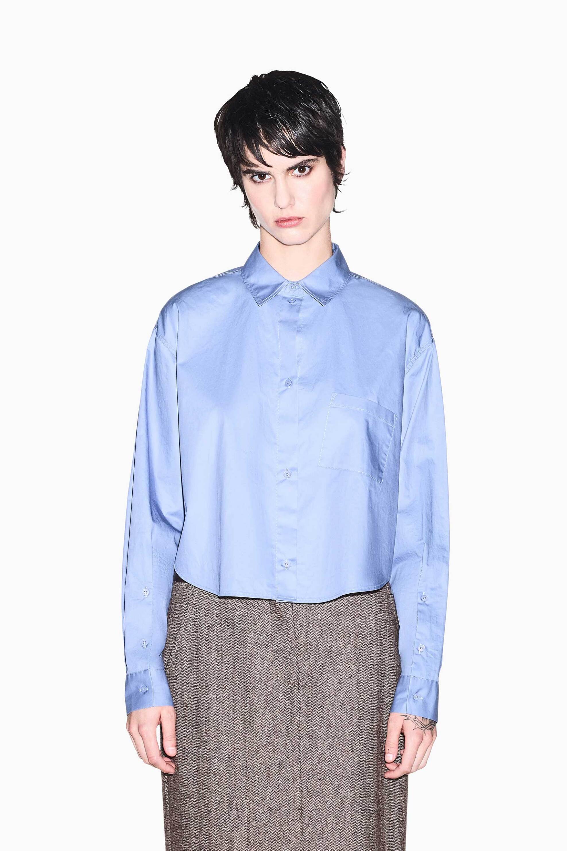 Armani Exchange γυναικείο πουκάμισο poplin Regular Fit - XW002701AF12812 Μπλε Ανοιχτό