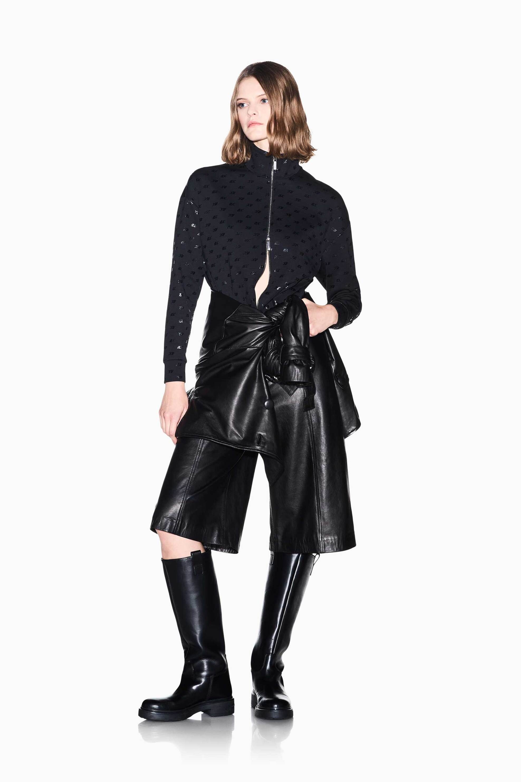 ARMANI EXCHANGE Armani Exchange γυναικεία ζακέτα φούτερ με ψηλό λαιμό και all-over monogram Regular Fit - XW002748AF24095 Μαύρο - 3