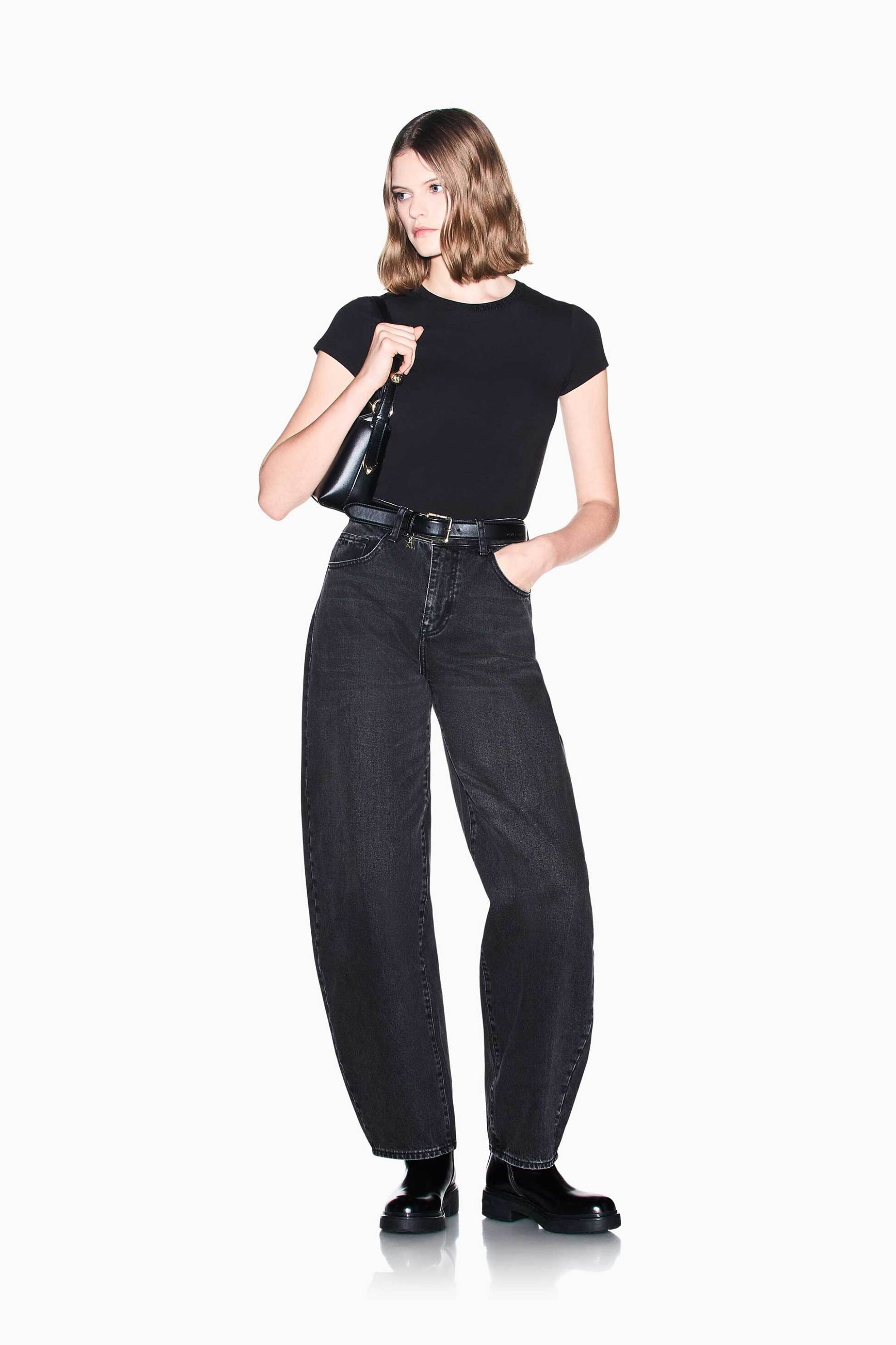 ARMANI EXCHANGE Armani Exchange γυναικείο ψηλόμεσο τζιν παντελόνι πεντάτσεπο Oversized Fit - XW002757AF23711 Μαύρο