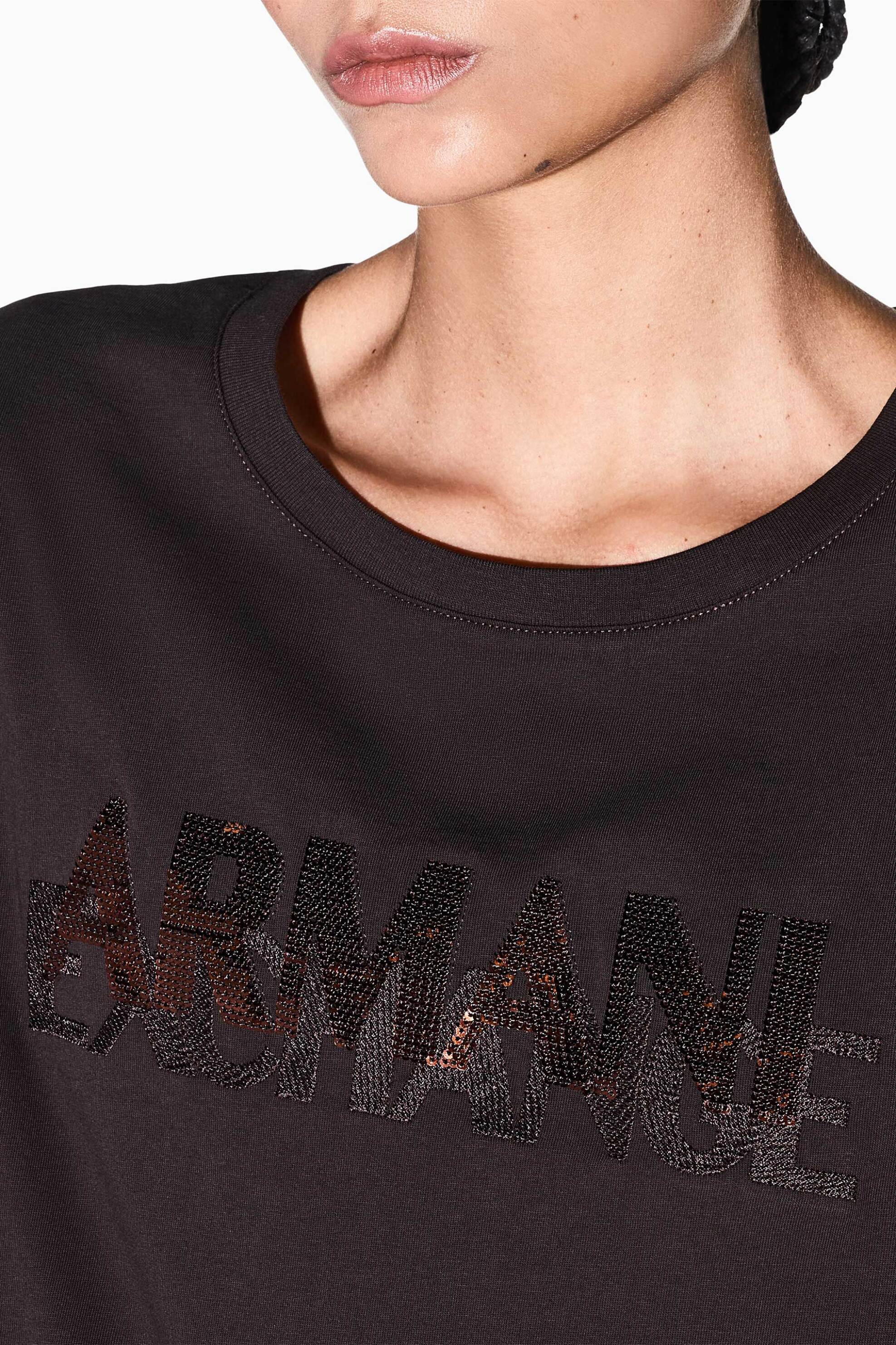 Armani Exchange γυναικείο T-shirt με λογότυπο Oversized Fit - XW002778AF10356 Καφέ Σκούρο