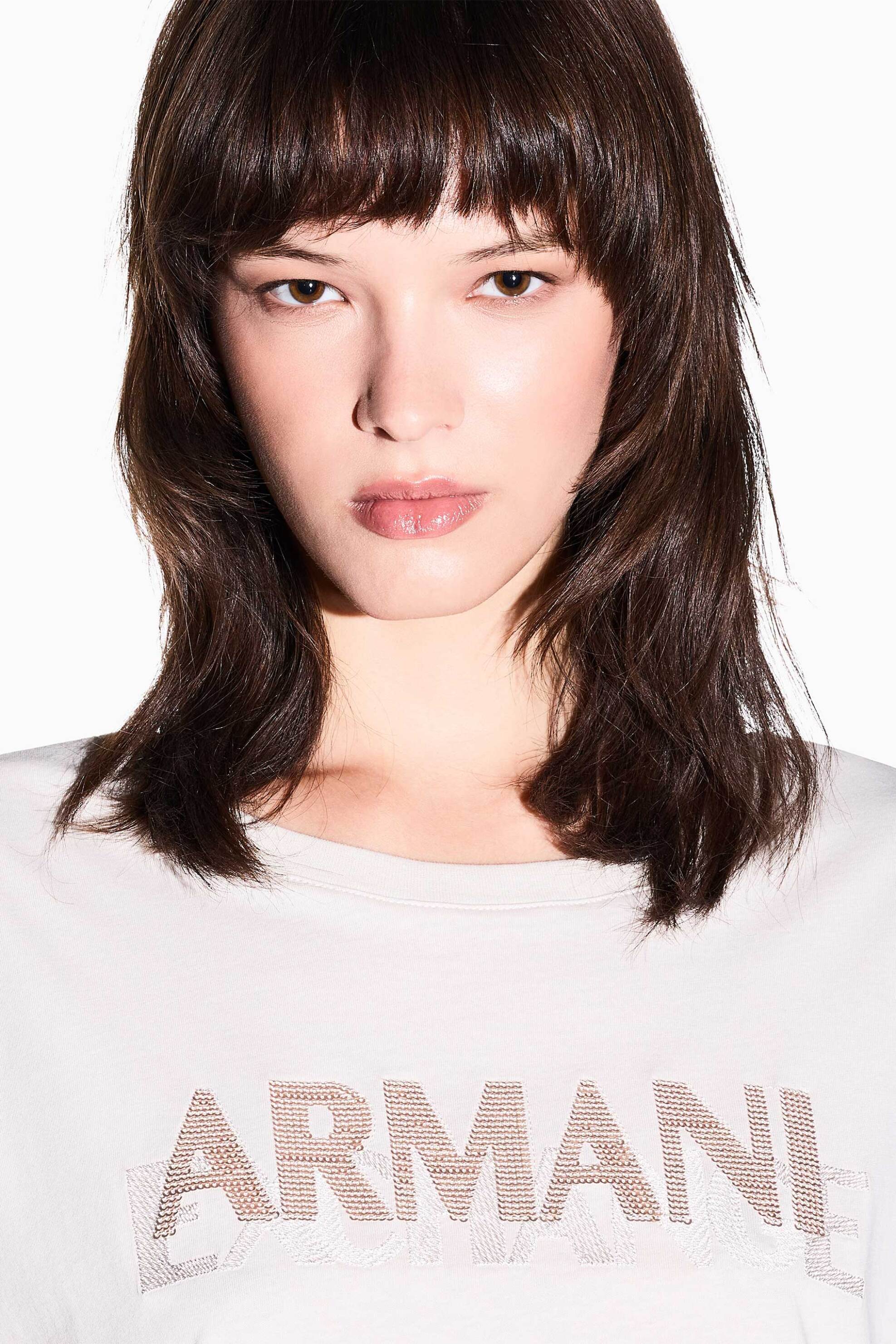 Armani Exchange γυναικείο T-shirt με λογότυπο Oversized Fit - XW002778AF10356 Μπεζ