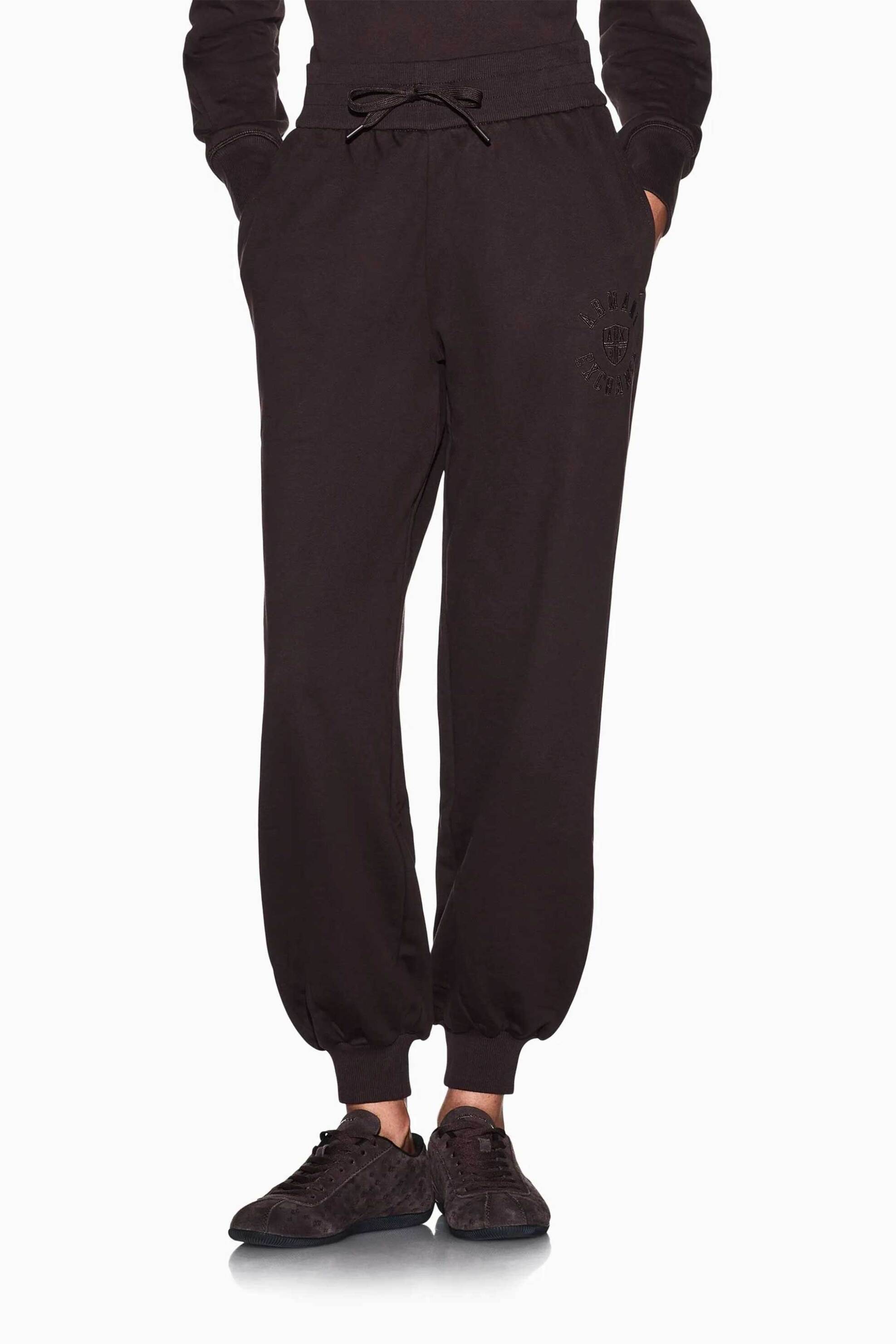 Armani Exchange γυναικείο παντελόνι φόρμας με λογότυπο Regular Fit - XW002858AF25527 Καφέ Σκούρο