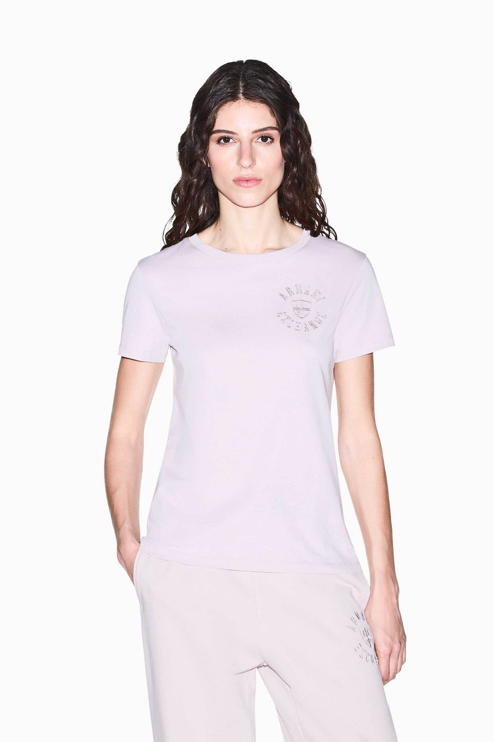 Armani Exchange γυναικείο T-shirt με λογότυπο Regular Fit - XW002958AF10356 Ροζ