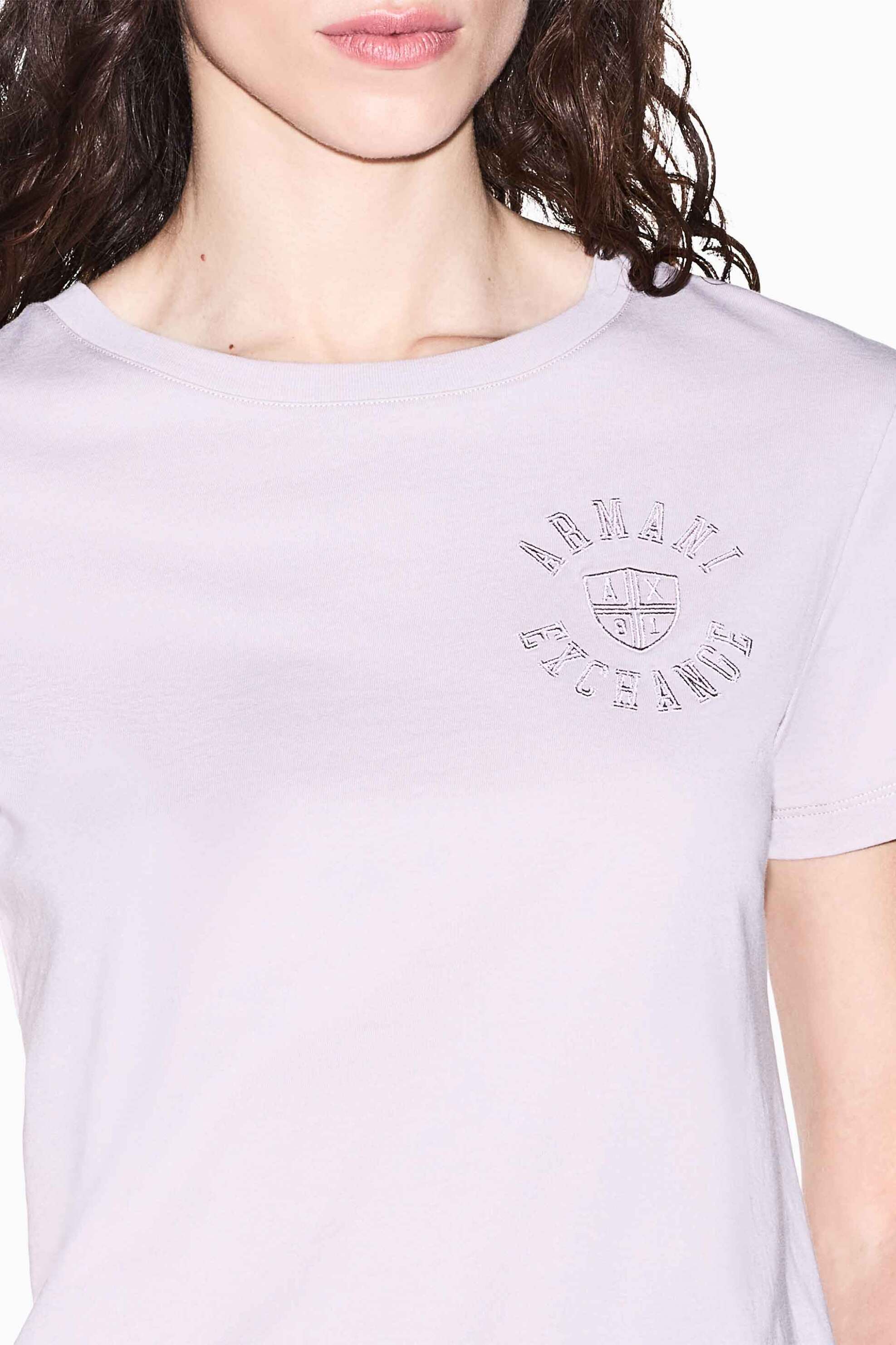 Armani Exchange γυναικείο T-shirt με λογότυπο Regular Fit - XW002958AF10356 Ροζ
