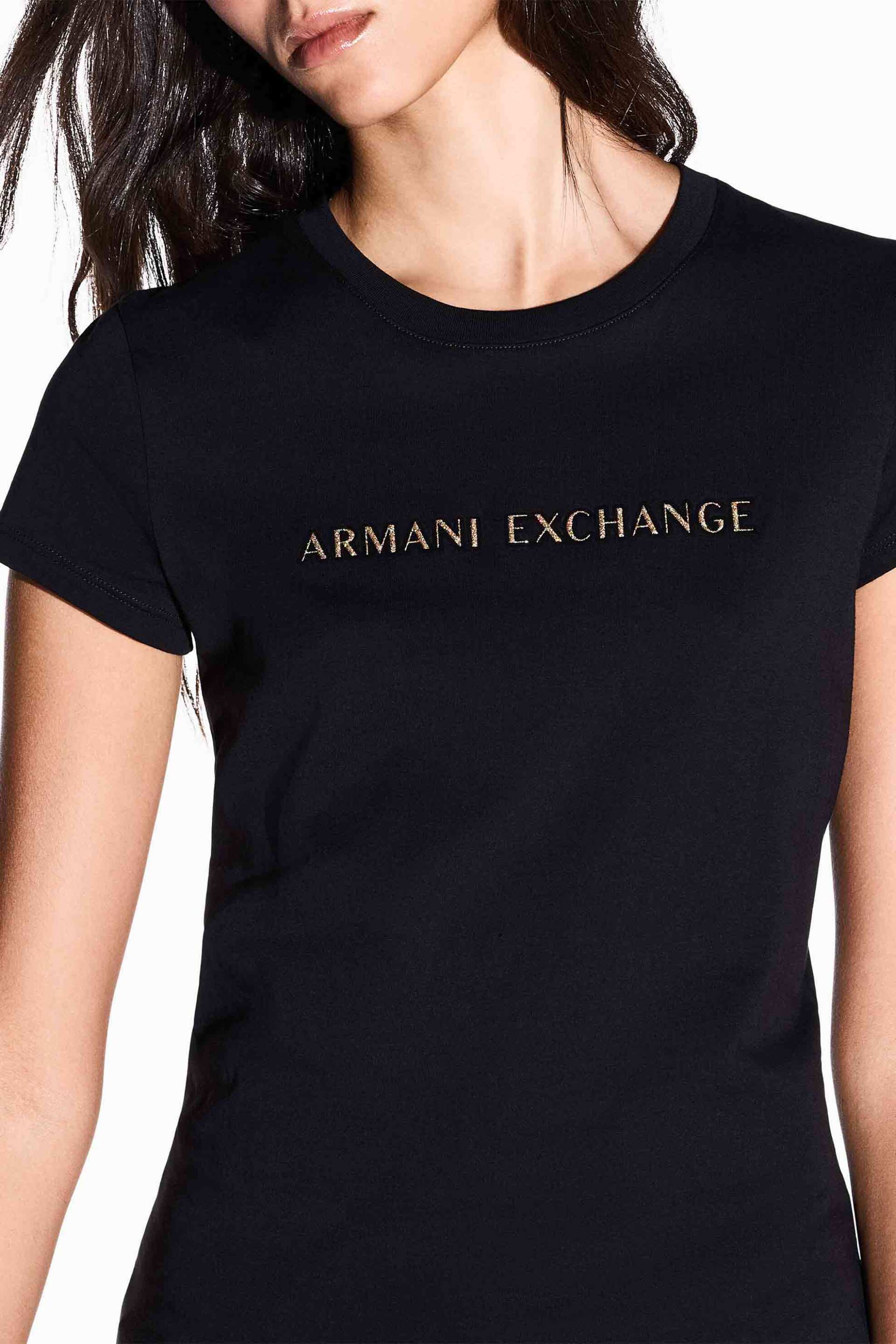 Armani Exchange γυναικείο T-shirt με λογότυπο Slim Fit - XW002969AF10356 Μαύρο