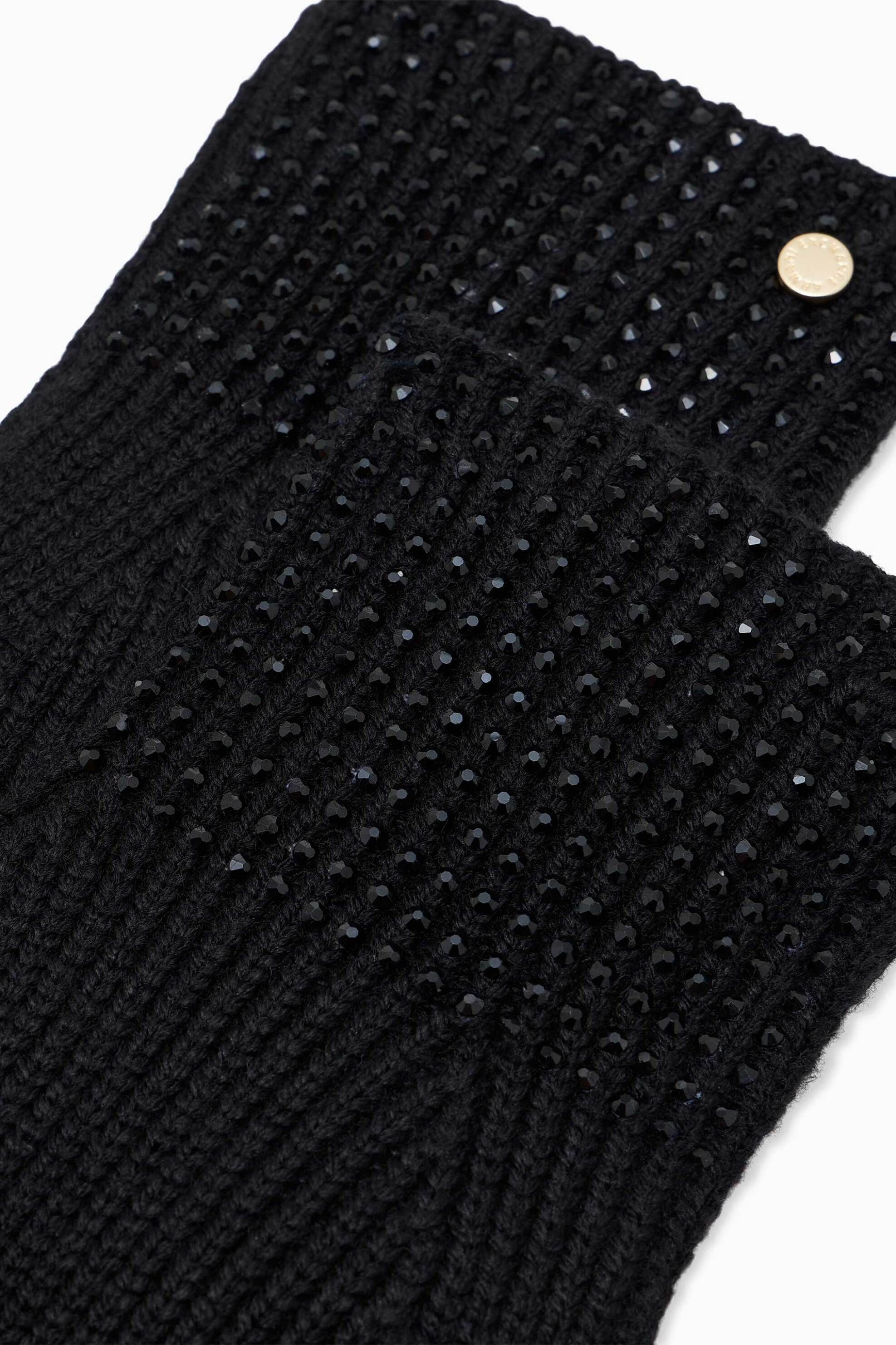 Armani Exchange γυναικεία πλεκτά γάντια ribbed με στρας - XW003013AF26582 Μαύρο