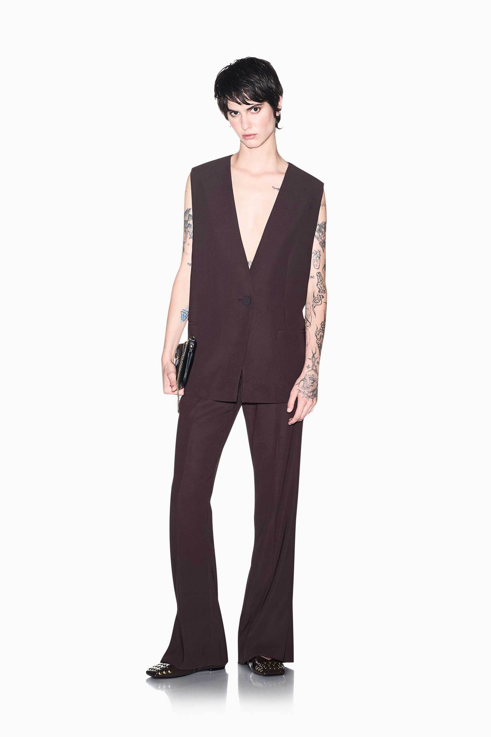 ARMANI EXCHANGE Armani Exchange γυναικείο ψηλόμεσο παντελόνι Slim Fit - XW003138AF26071 Καφέ Σκούρο