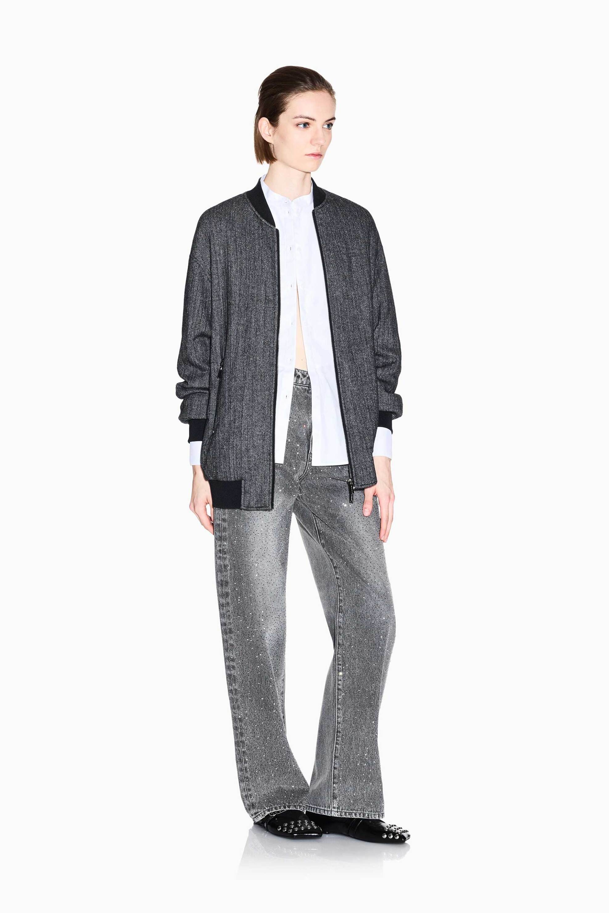ARMANI EXCHANGE Armani Exchange γυναικείο τζιν παντελόνι πεντάτσεπο με στρας Oversized Fit - XW000100AF25772 Γκρι