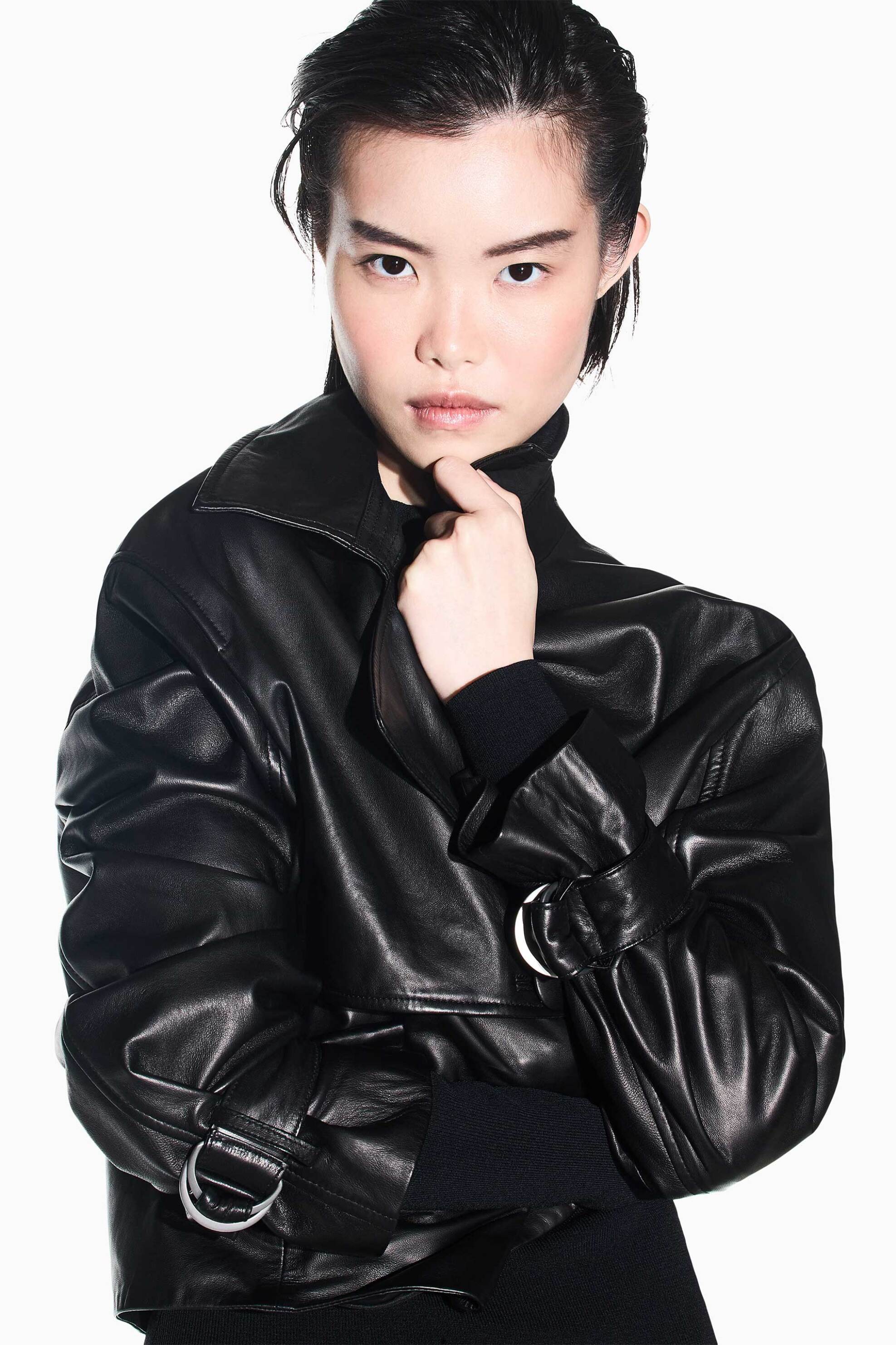 Armani Exchange γυναικείο δερμάτινο jacket με σταυρωτό κλείσιμο Regular Fit - XW002438AF25764 Μαύρο