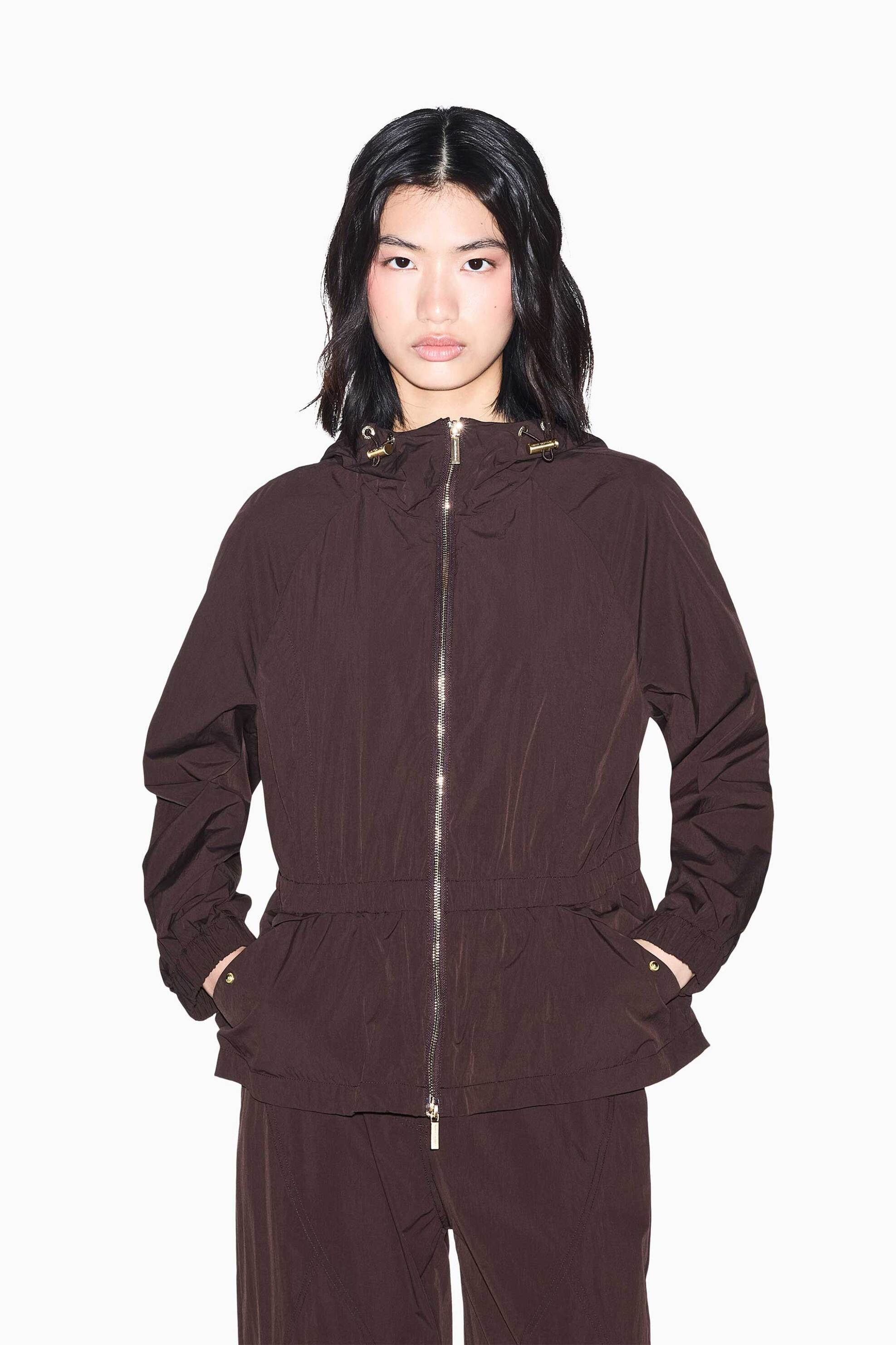 ARMANI EXCHANGE Armani Exchange γυναικείο jacket με κουκούλα Relaxed Fit - XW002444AF26073 Καφέ Σκούρο