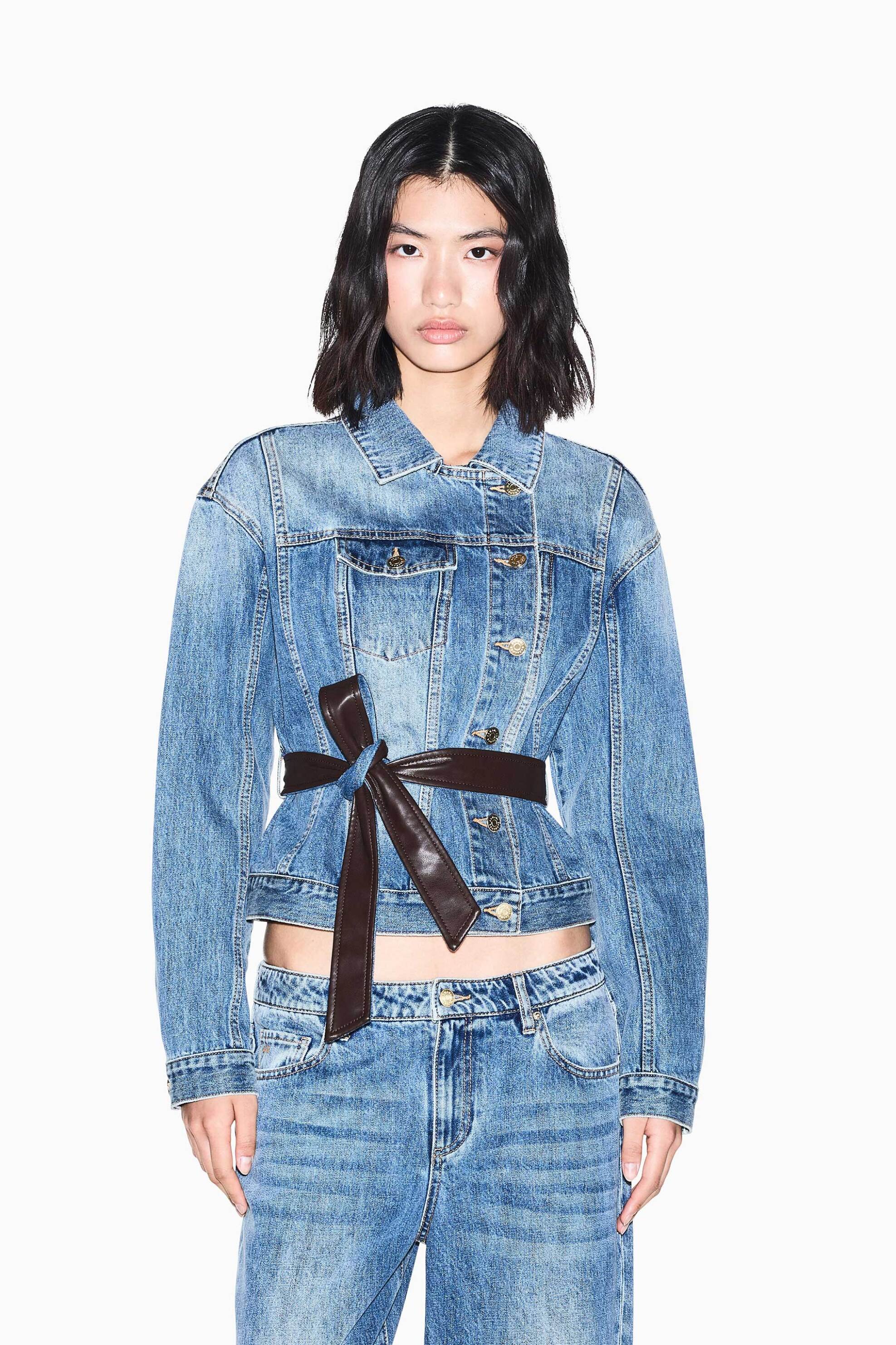 ARMANI EXCHANGE Armani Exchange γυναικείο denim jacket με διακοσμητική ζώνη Regular Fit - XW002531AF25766 Denim Blue