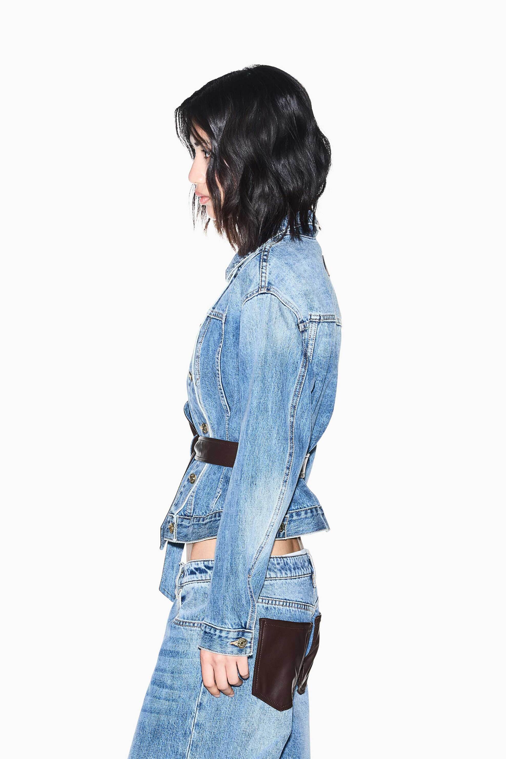 ARMANI EXCHANGE Armani Exchange γυναικείο denim jacket με διακοσμητική ζώνη Regular Fit - XW002531AF25766 Denim Blue - 3