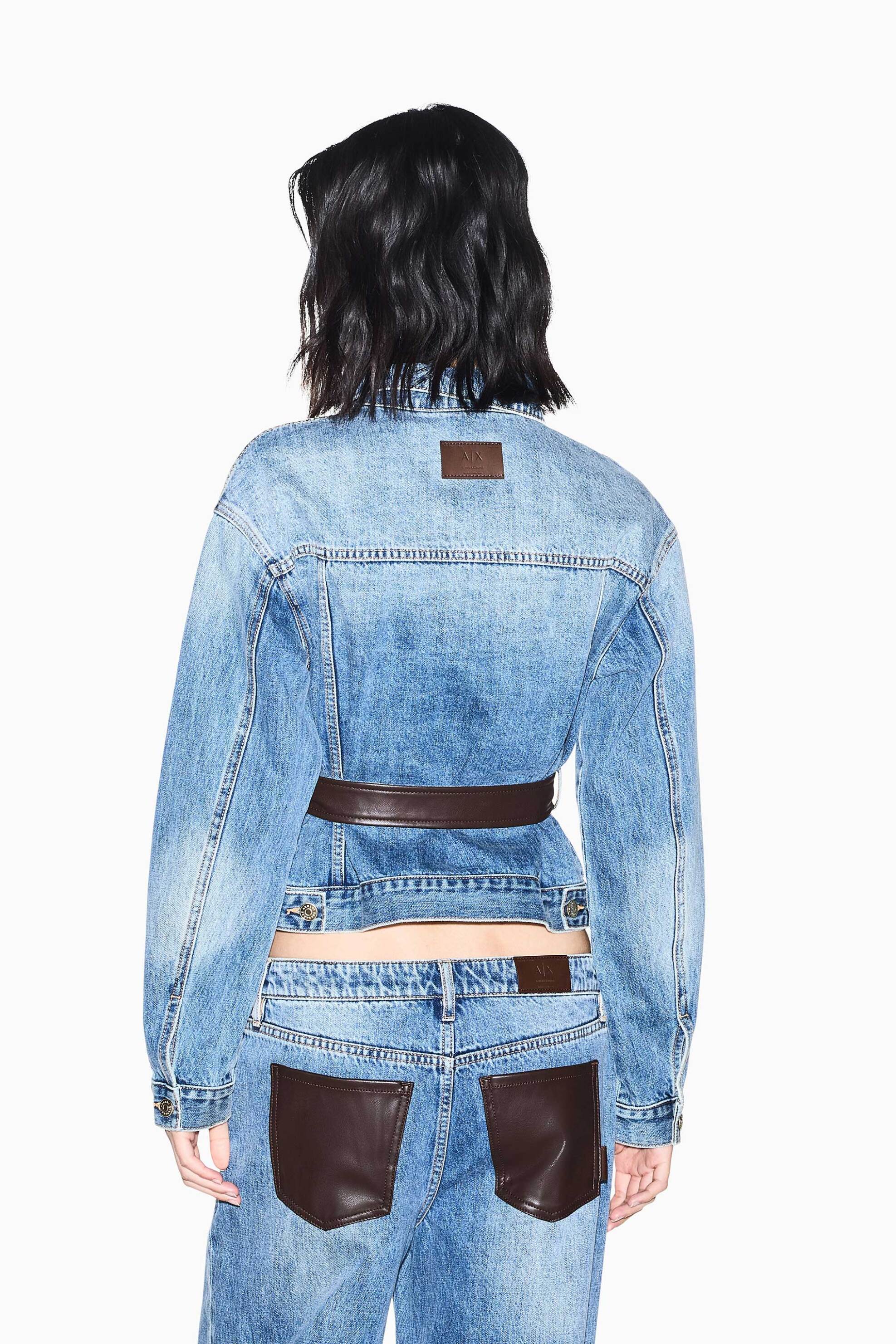 ARMANI EXCHANGE Armani Exchange γυναικείο denim jacket με διακοσμητική ζώνη Regular Fit - XW002531AF25766 Denim Blue - 4