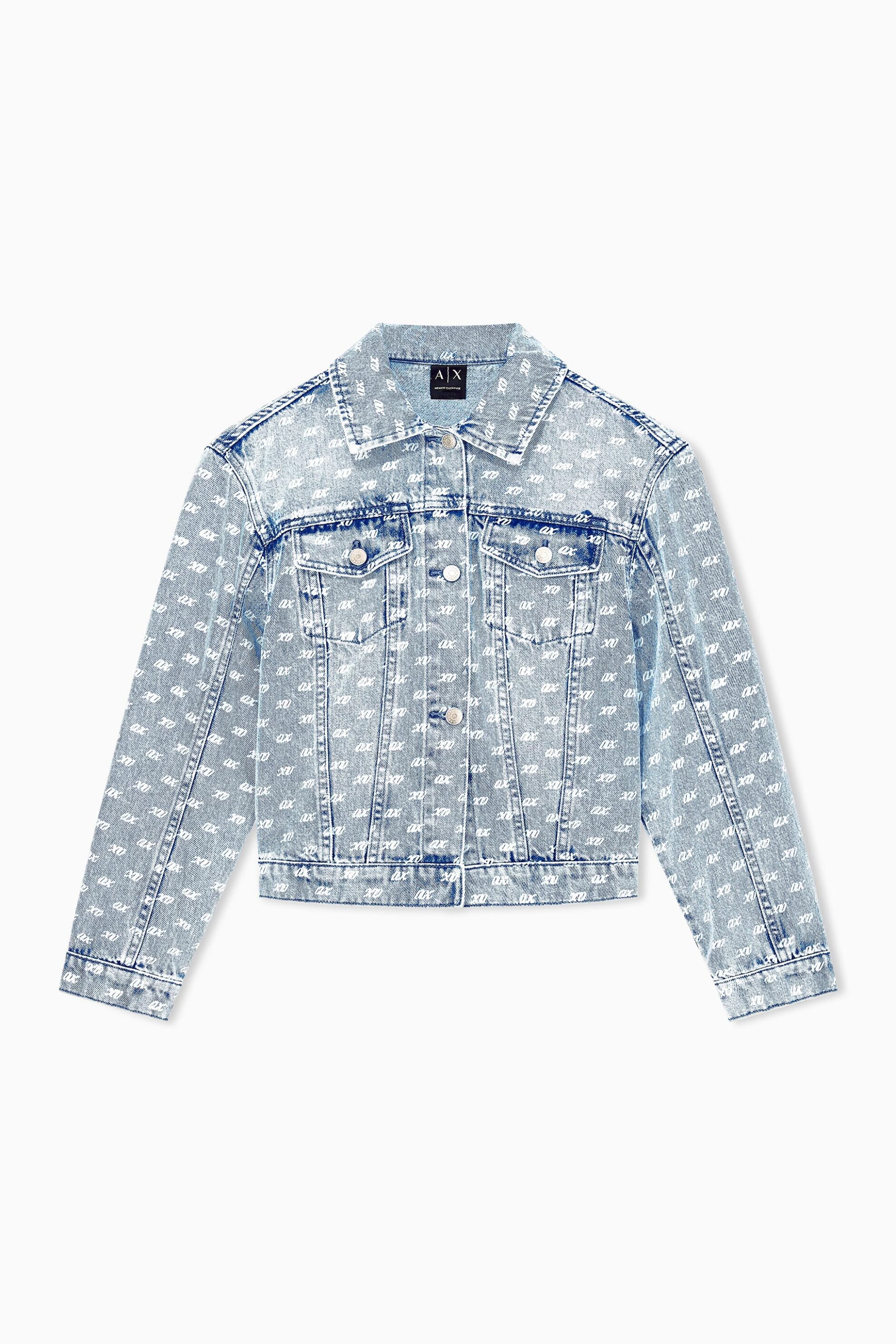 Armani Exchange γυναικείο denim jacket με all-over monogram Regular Fit - XW002533AF25777 Denim Blue Ανοιχτό