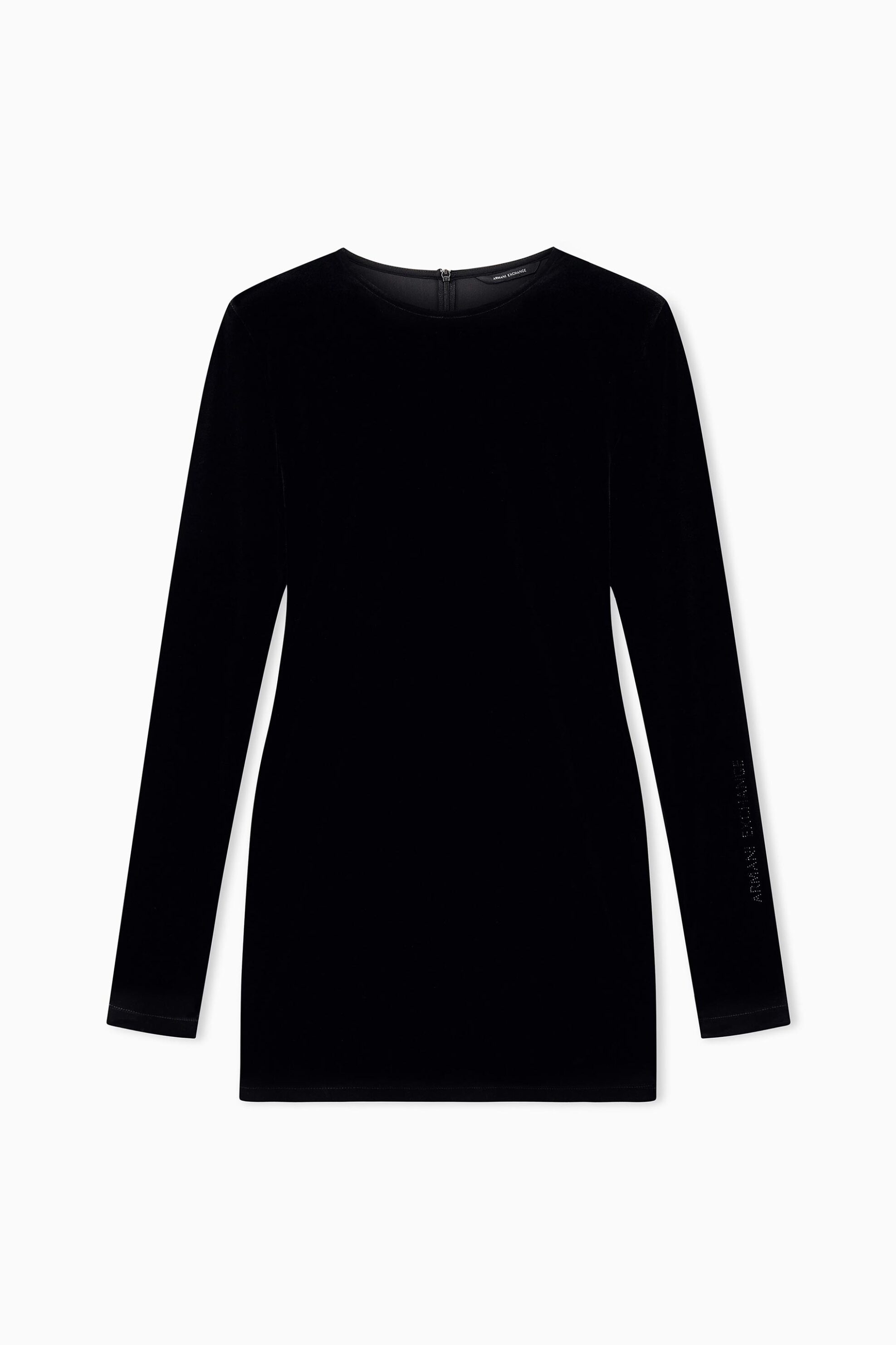 Armani Exchange γυναικείο mini φόρεμα με βελούδινη υφή και λογότυπο από στρας Slim Fit - XW002866AF16147 Μαύρο