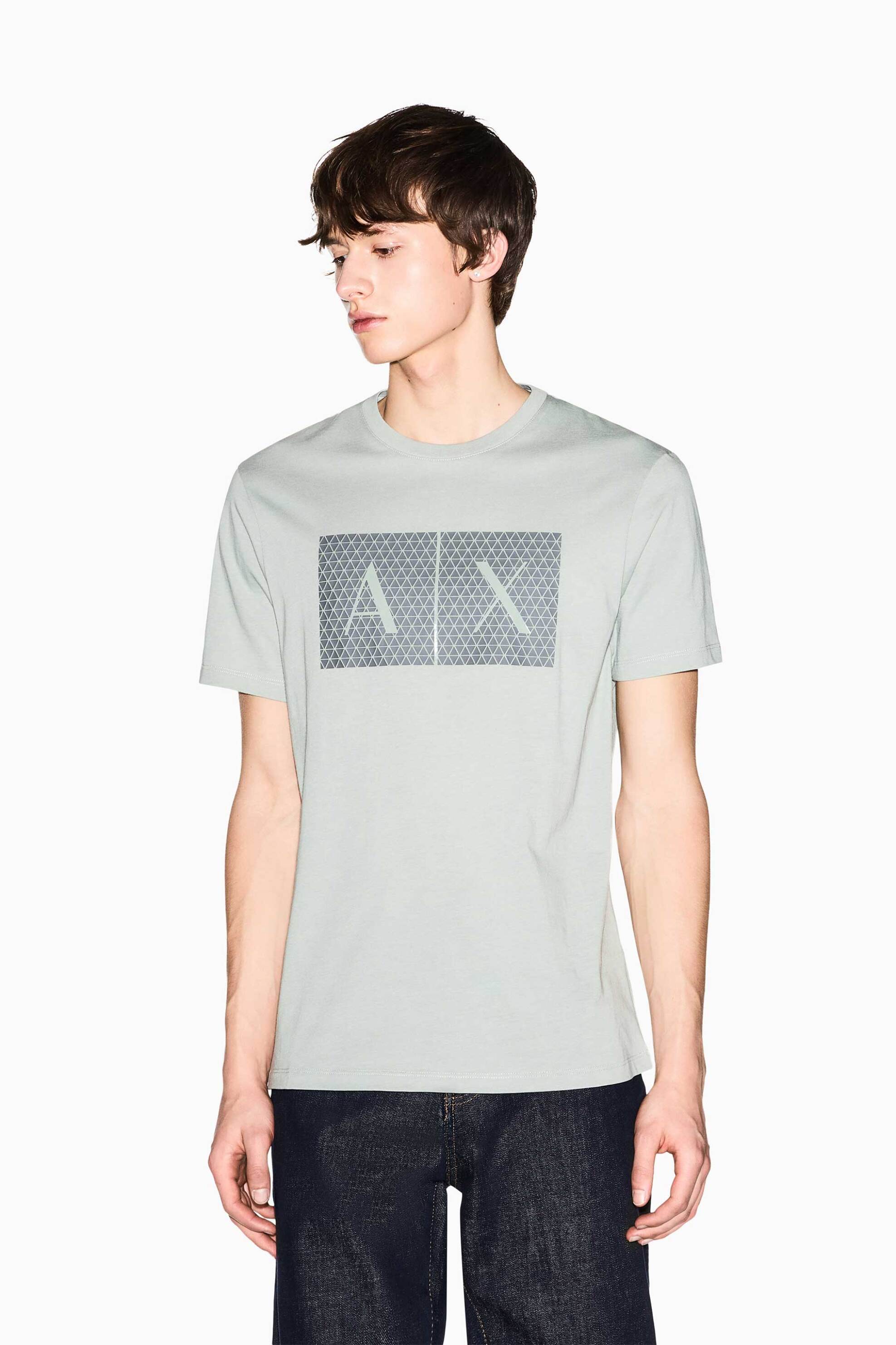 Armani Exchange ανδρικό T-shirt με graphic logo print Regular Fit - 8NZTCKZ8H4Z Πράσινο Μέντας