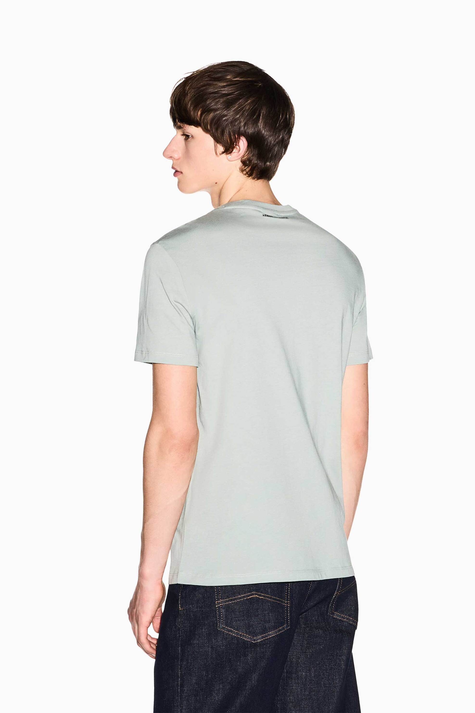 Armani Exchange Ανδρικό T-Shirt με Graphic Logo Print Regular Fit - 8Nztckz8H4Z Πράσινο Μέντας
