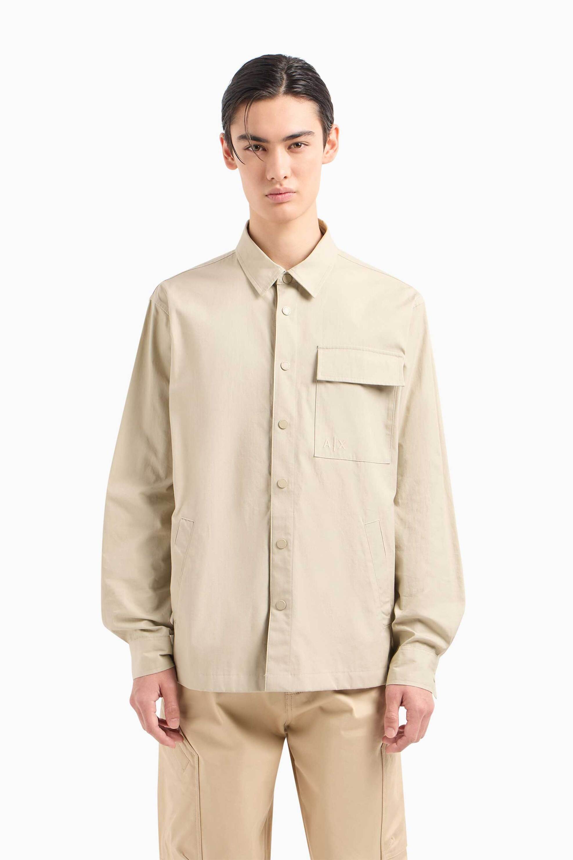 ARMANI EXCHANGE Armani Exchange ανδρικό overshirt με λογότυπο Loose Fit - 3DZC02ZN3SZ Μπεζ