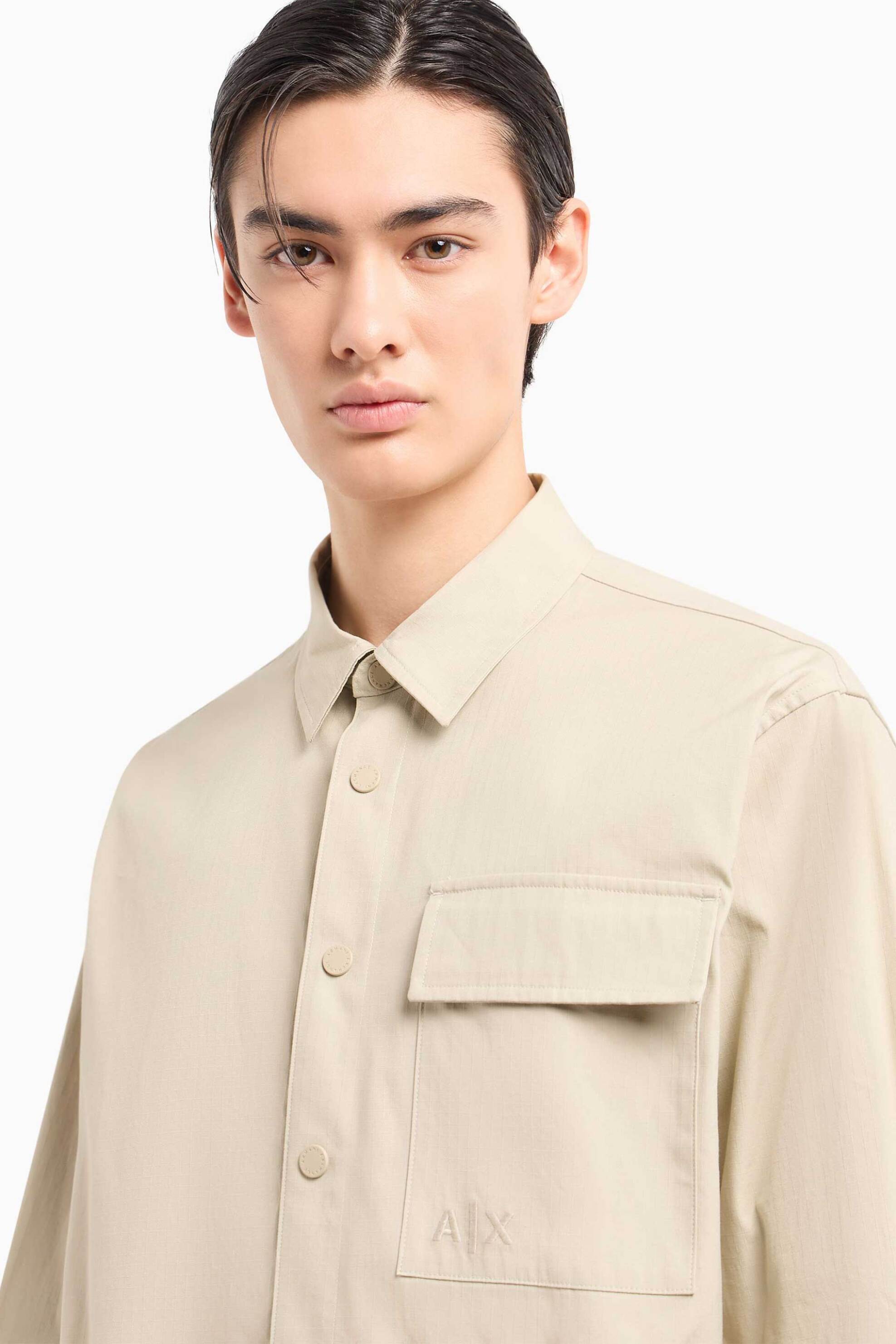 Armani Exchange ανδρικό overshirt με λογότυπο Loose Fit - 3DZC02ZN3SZ Μπεζ φωτογραφία