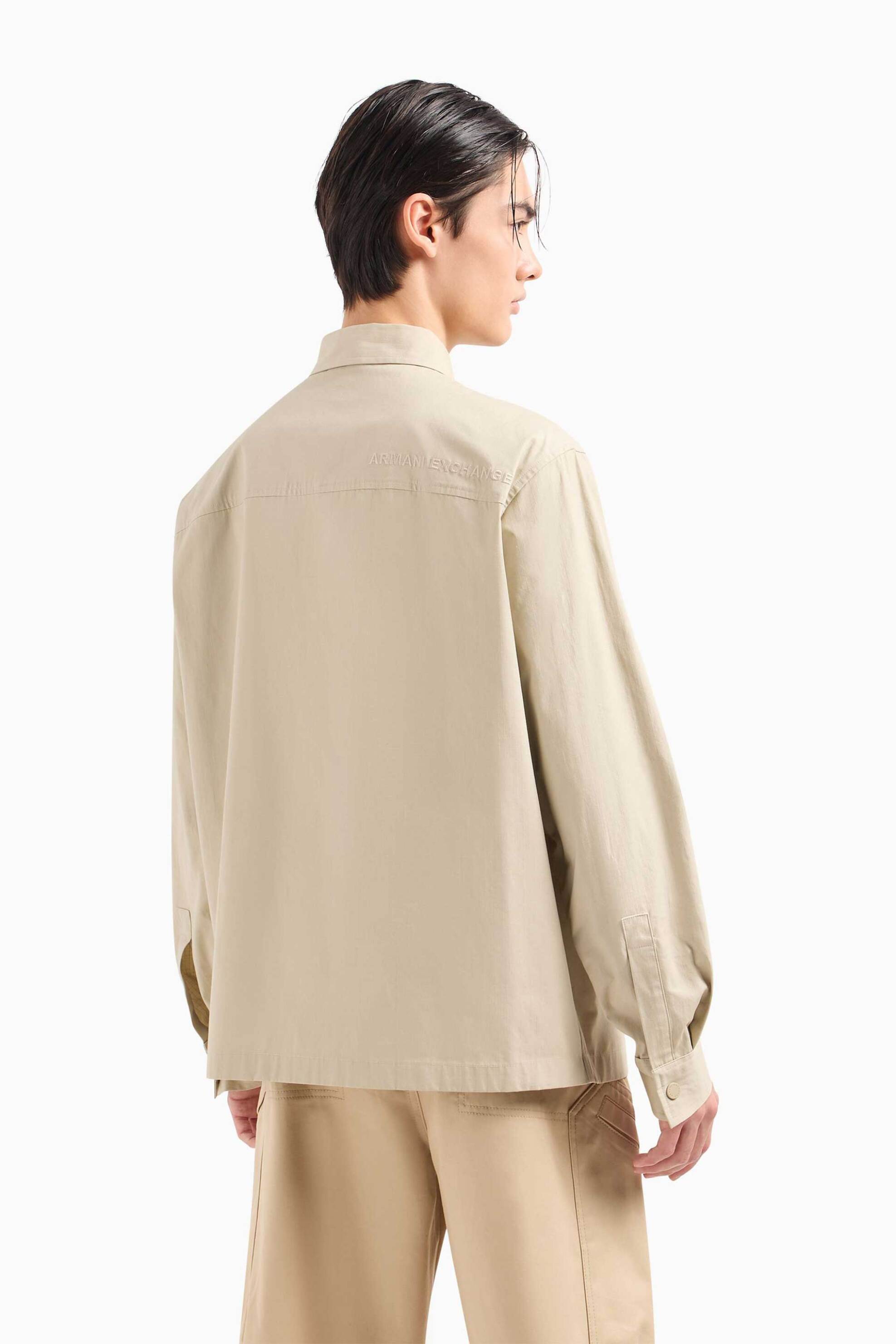 Armani Exchange Ανδρικό Overshirt με Λογότυπο Loose Fit - 3Dzc02Zn3Sz Μπεζ