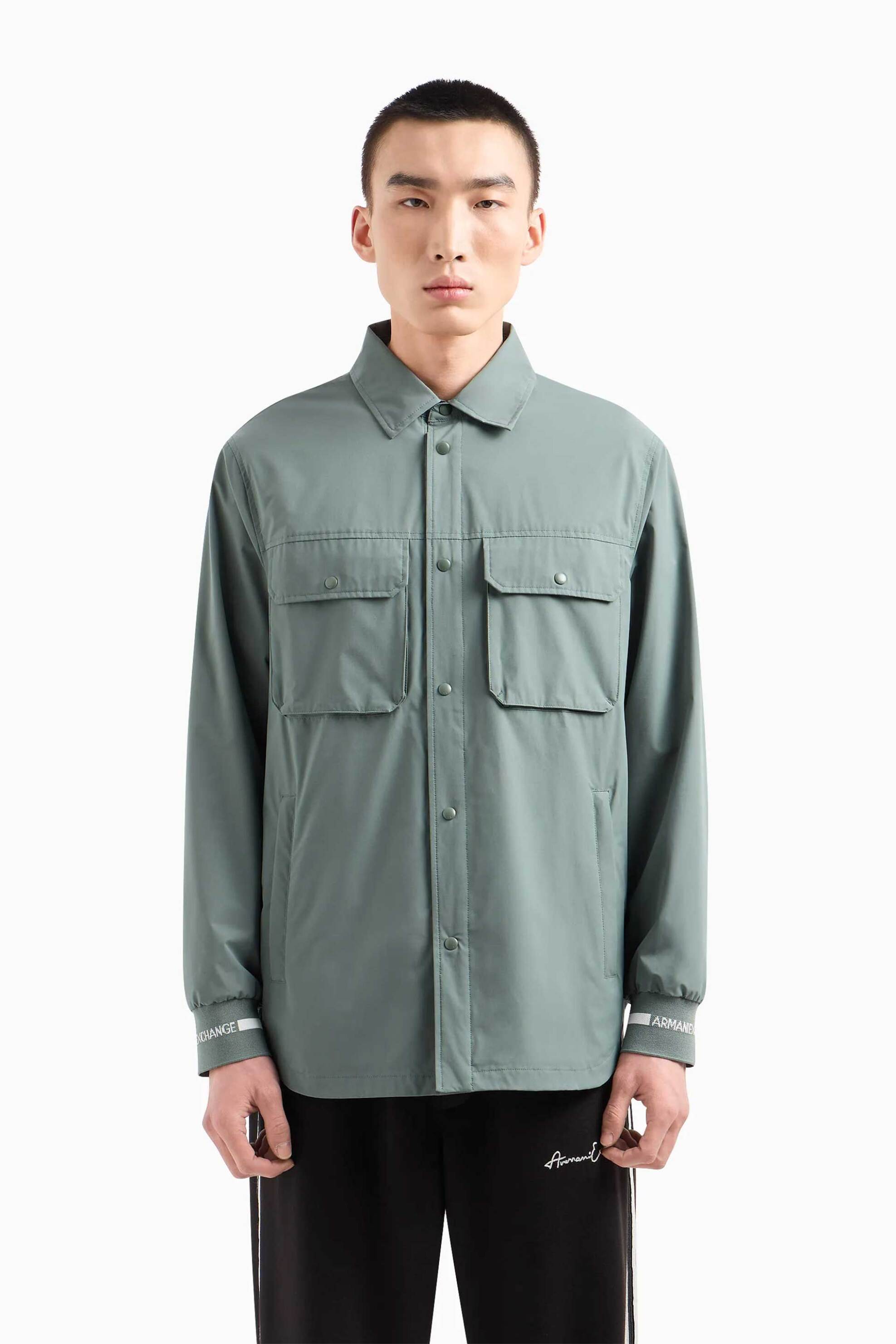 Ανδρική Μόδα > Ανδρικά Ρούχα > Ανδρικά Μπουφάν & Παλτό > Ανδρικά Μπουφάν Overshirts Armani Exchange ανδρικό overshirt με τσέπες Loose Fit - 3DZCL7ZN3FZ Πράσινο Μέντας