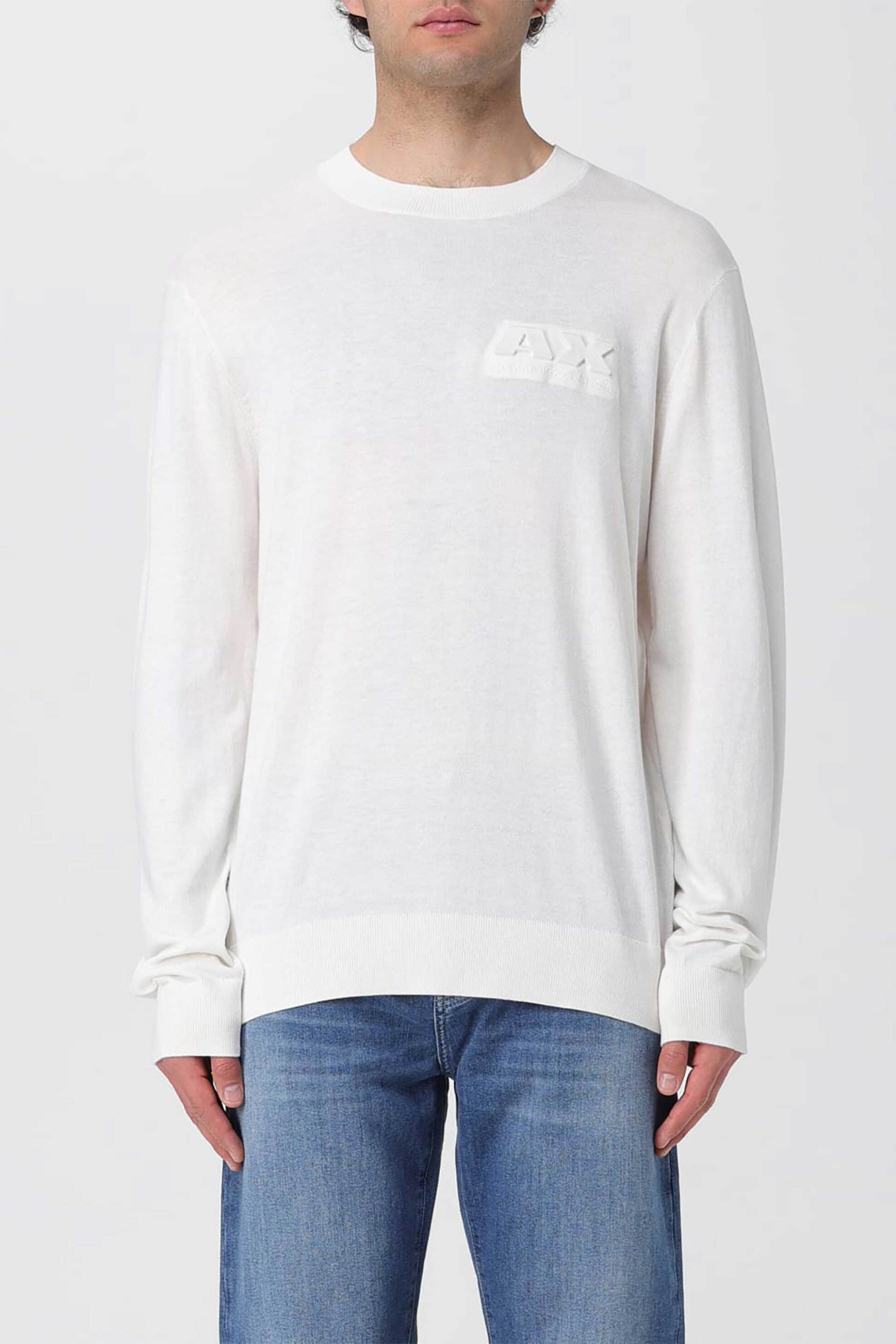 Armani Exchange ανδρικό πουλόβερ με λογότυπο - 3DZM1CZMW8Z Λευκό