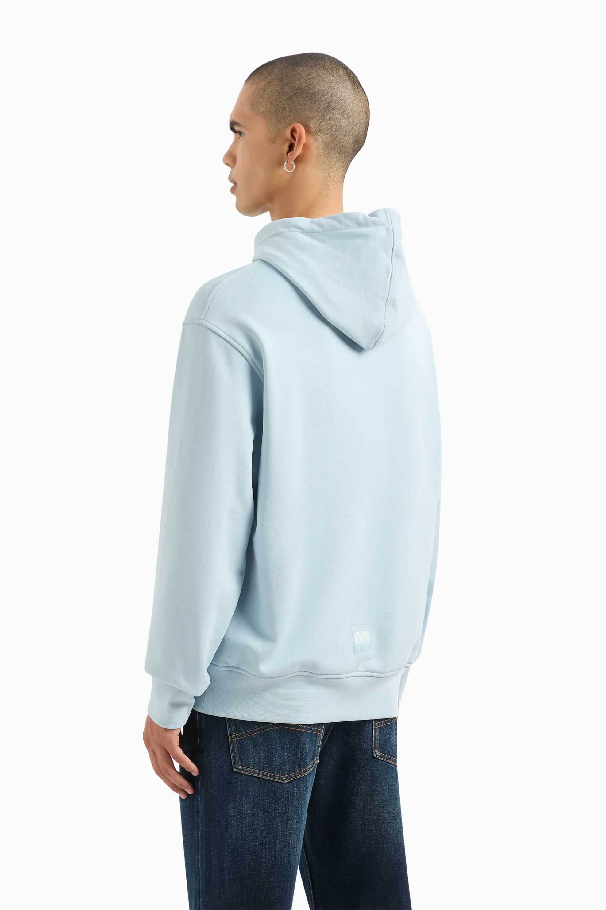 Armani Exchange Ανδρική Μπλούζα Φούτερ με Κουκούλα Και Print - 3Dzmljzj4Xz Μπλε Ανοιχτό
