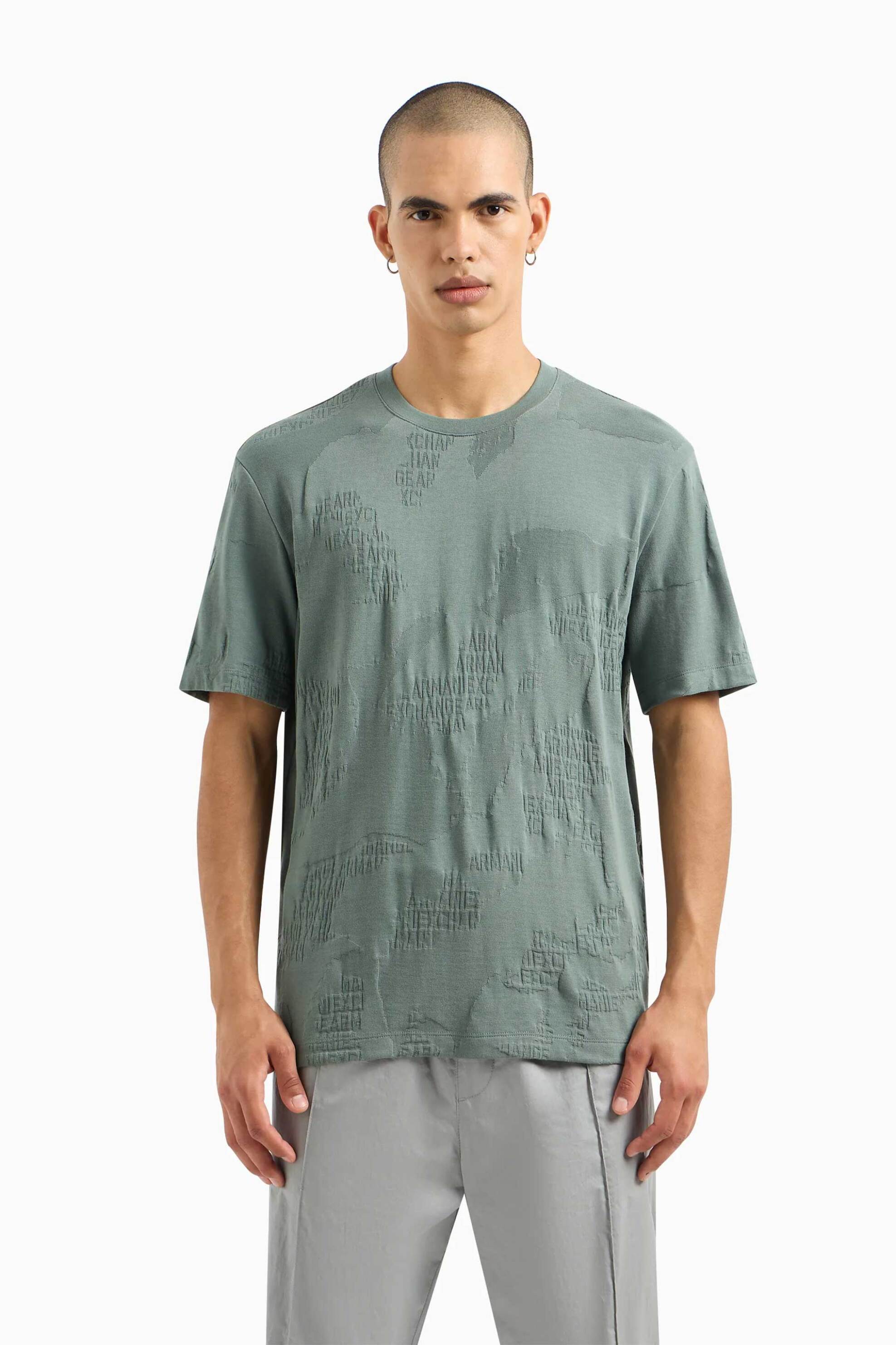 Ανδρική Μόδα > Ανδρικά Ρούχα > Ανδρικές Μπλούζες > Ανδρικά T-Shirts Armani Exchange ανδρικό T-shirt με jacquard pattern Regular Fit - 3DZTLHZJ85Z Πράσινο Μέντας