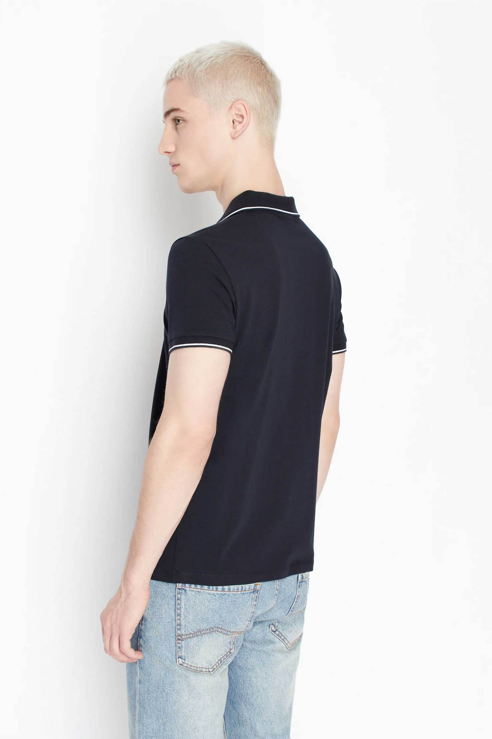 Armani Exchange Ανδρική Πόλο Μπλούζα με 1 2 Φερμουάρ Και Λογότυπο - 8Nzf71Zjh2Z Μπλε Σκούρο