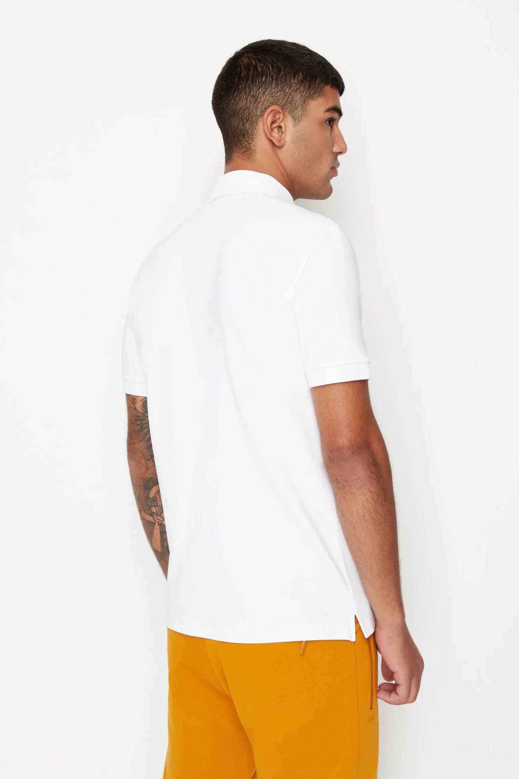 Armani Exchange Ανδρική Πόλο Μπλούζα Πικέ με Λογότυπο - 8Nzf91Zj81Z Λευκό
