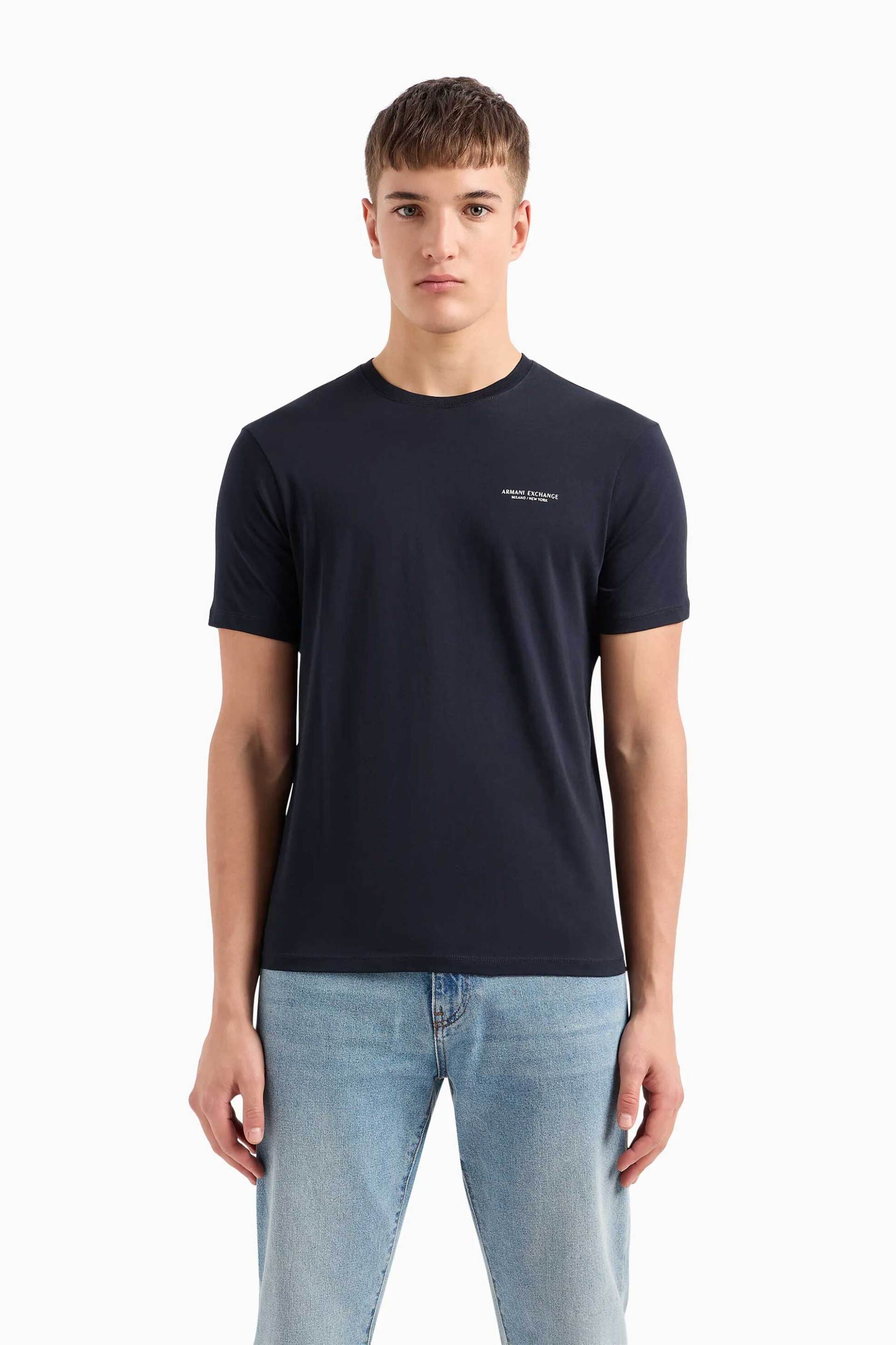 ARMANI EXCHANGE Armani Exchange ανδρικό T-shirt μονόχρωμο με logo print Regular Fit - 8NZT91Z8H4Z Μπλε Σκούρο