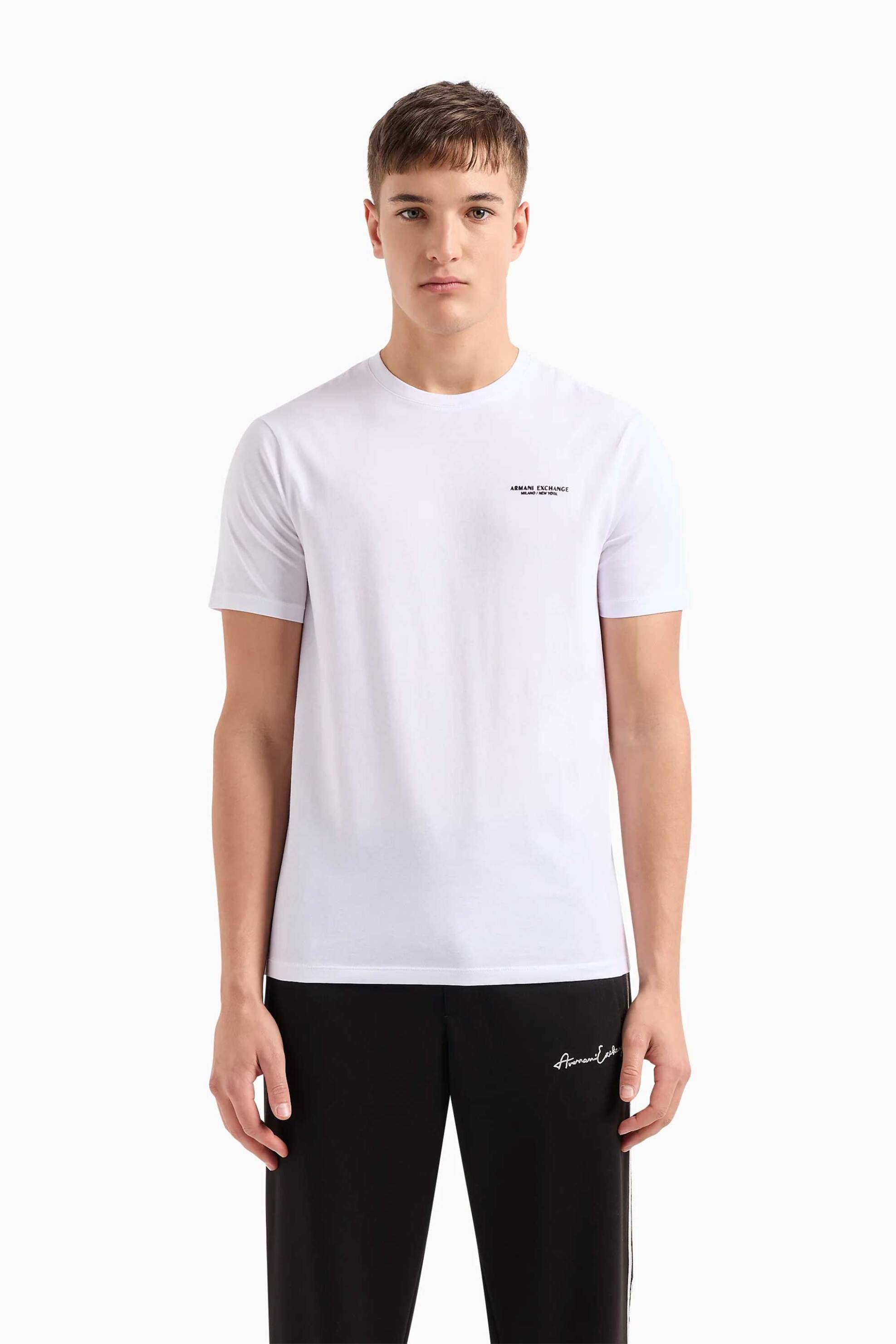 Ανδρική Μόδα > Ανδρικά Ρούχα > Ανδρικές Μπλούζες > Ανδρικά T-Shirts Armani Exchange ανδρικό T-shirt μονόχρωμο με logo print Regular Fit - 8NZT91Z8H4Z Λευκό
